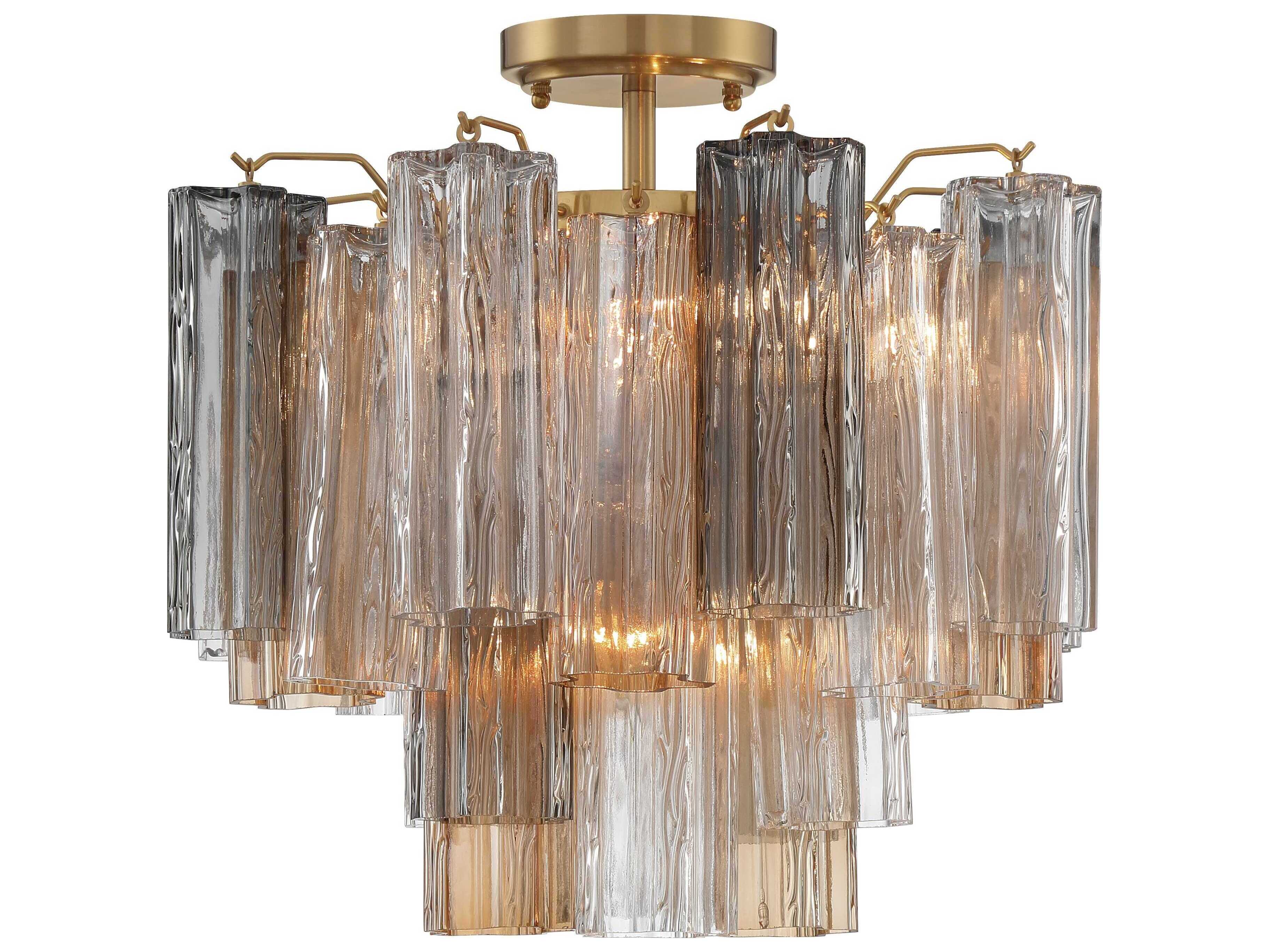 Crystorama Addis 4-Light Aged Brass Geometric Semi Flush Mount