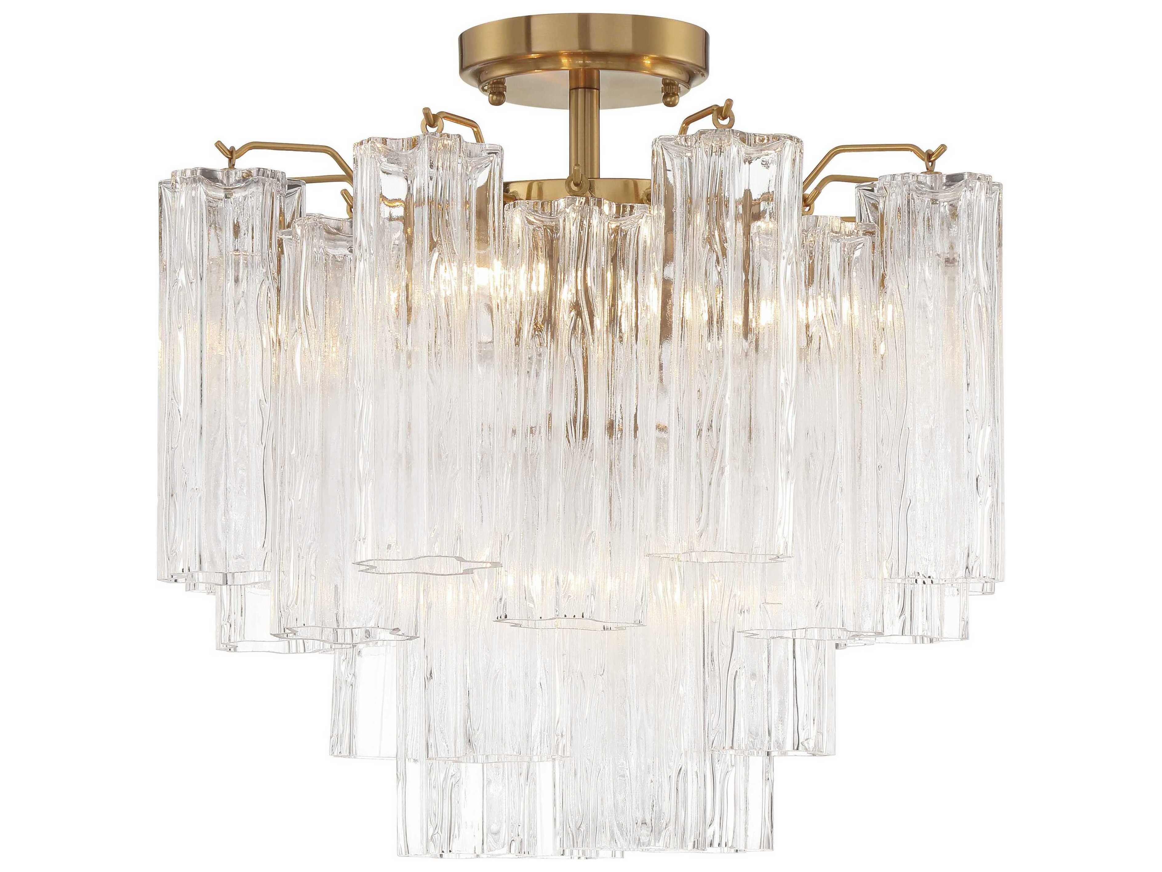 Crystorama Addis 4-Light Aged Brass Geometric Semi Flush Mount