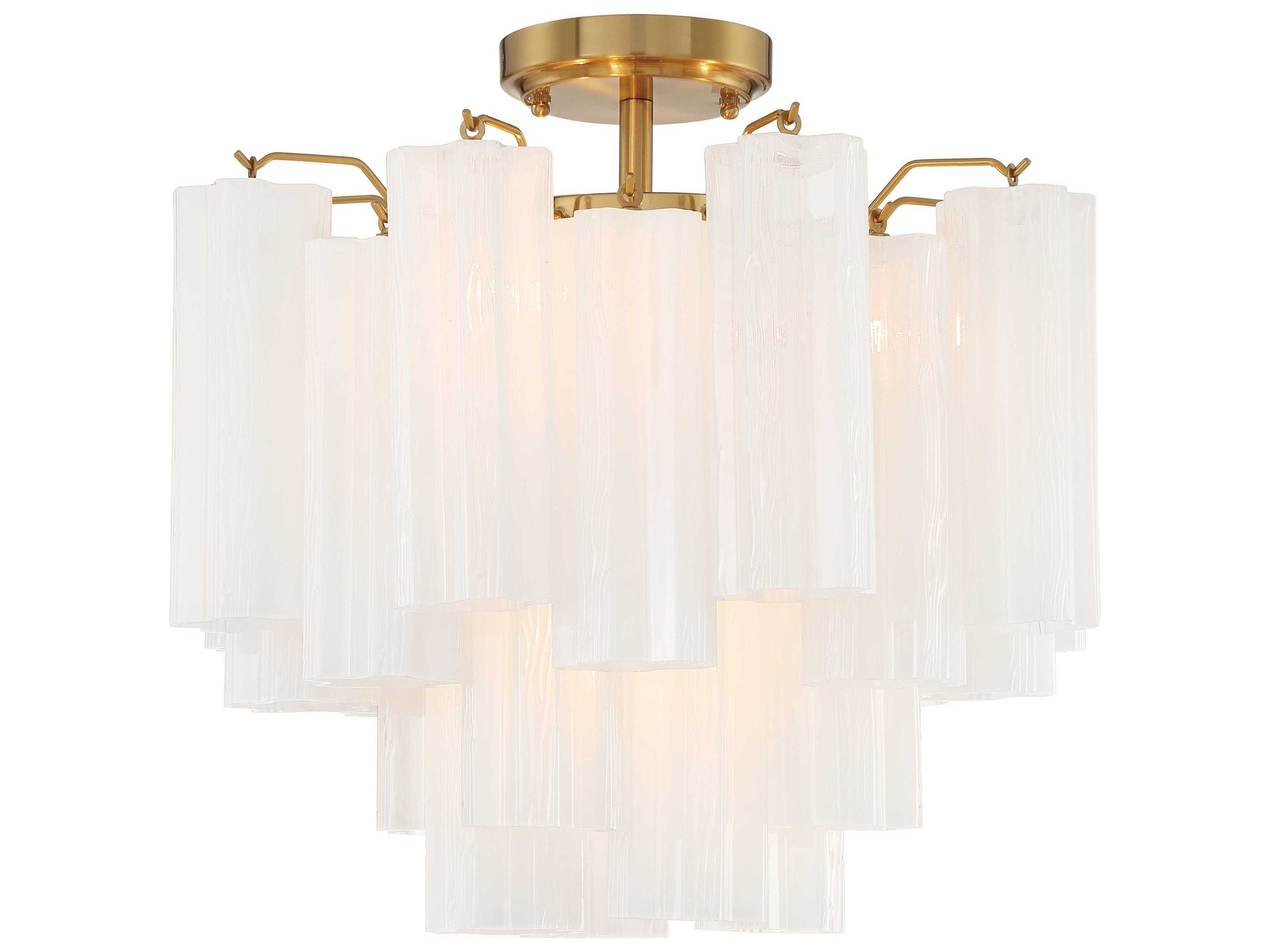 Crystorama Addis 4-Light Aged Brass Geometric Semi Flush Mount