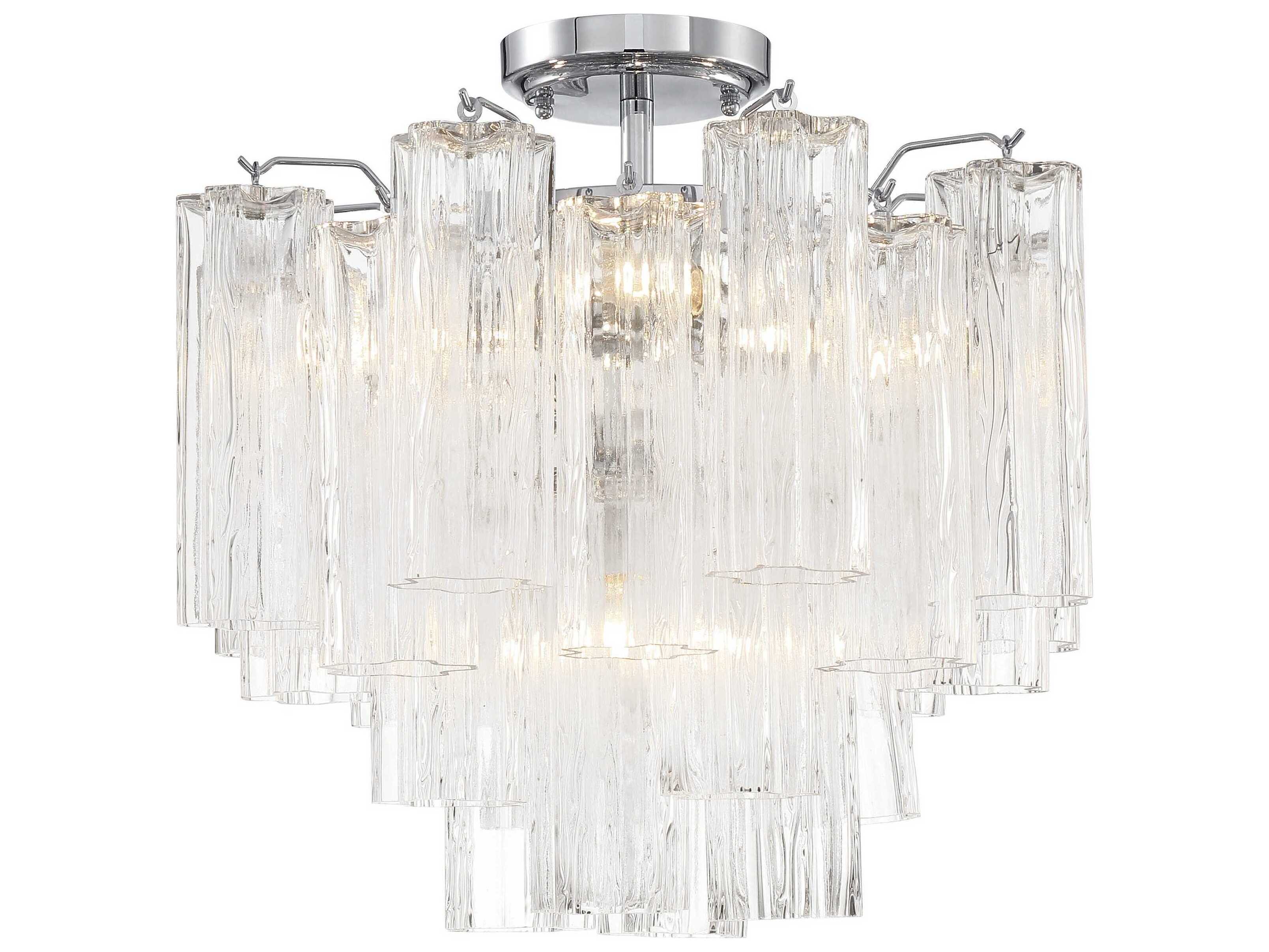 Crystorama Addis 4-Light Polished Chrome Geometric Semi Flush Mount