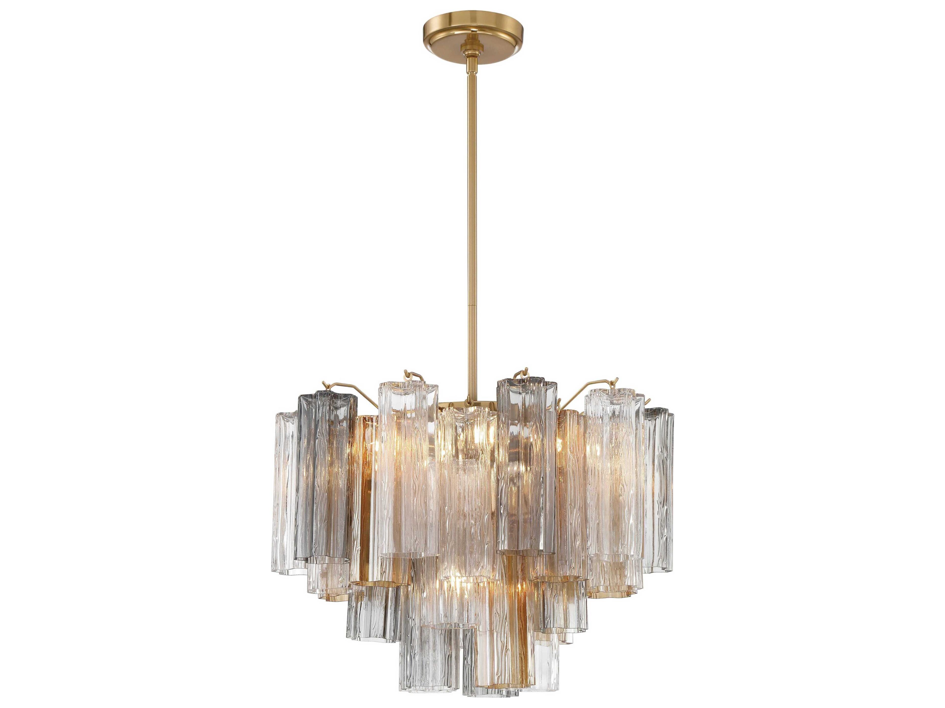 Crystorama Addis 6-Light Aged Brass Candelabra Geometric Chandelier