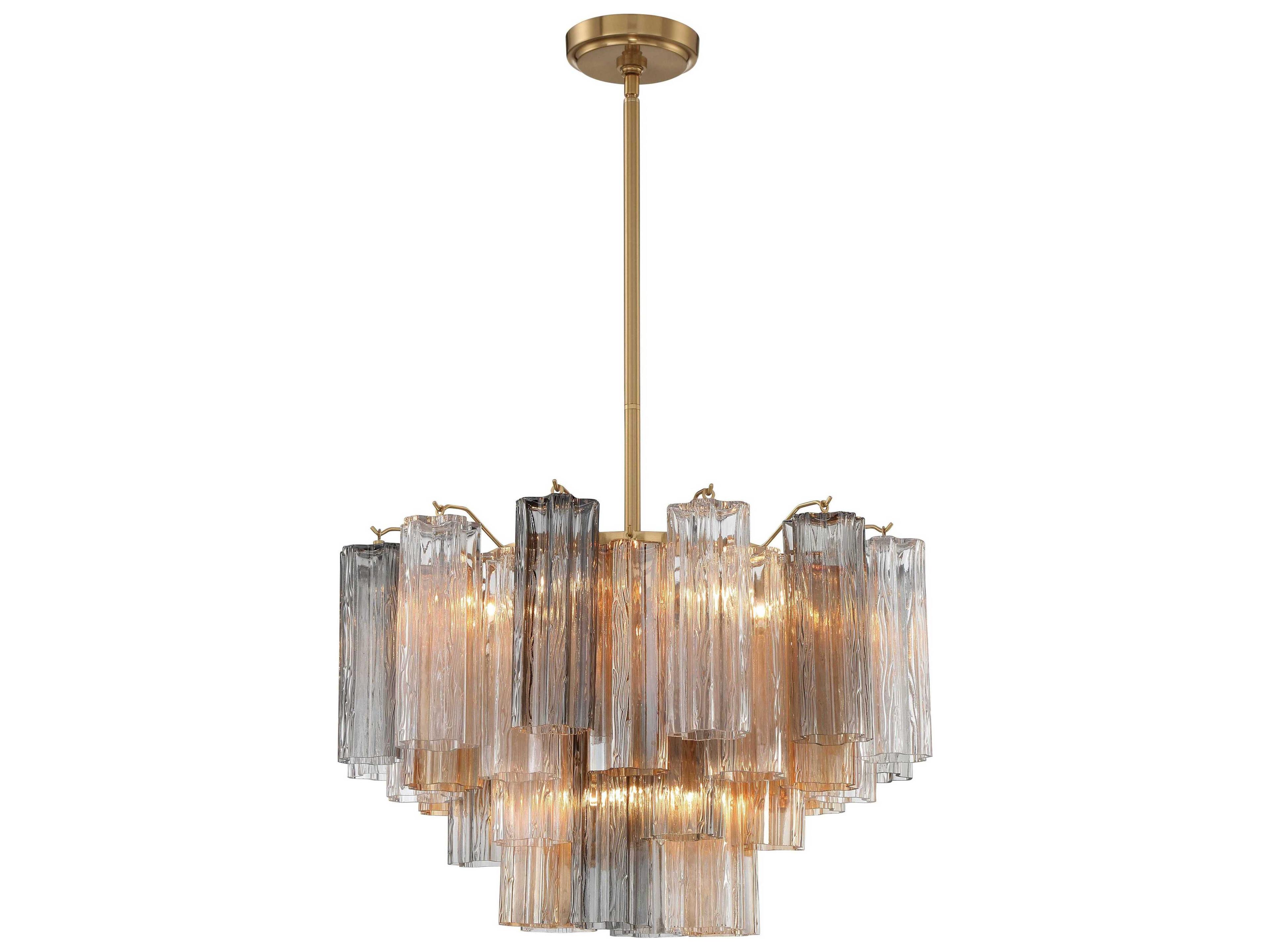 Crystorama Addis 9-Light Aged Brass Candelabra Geometric Chandelier