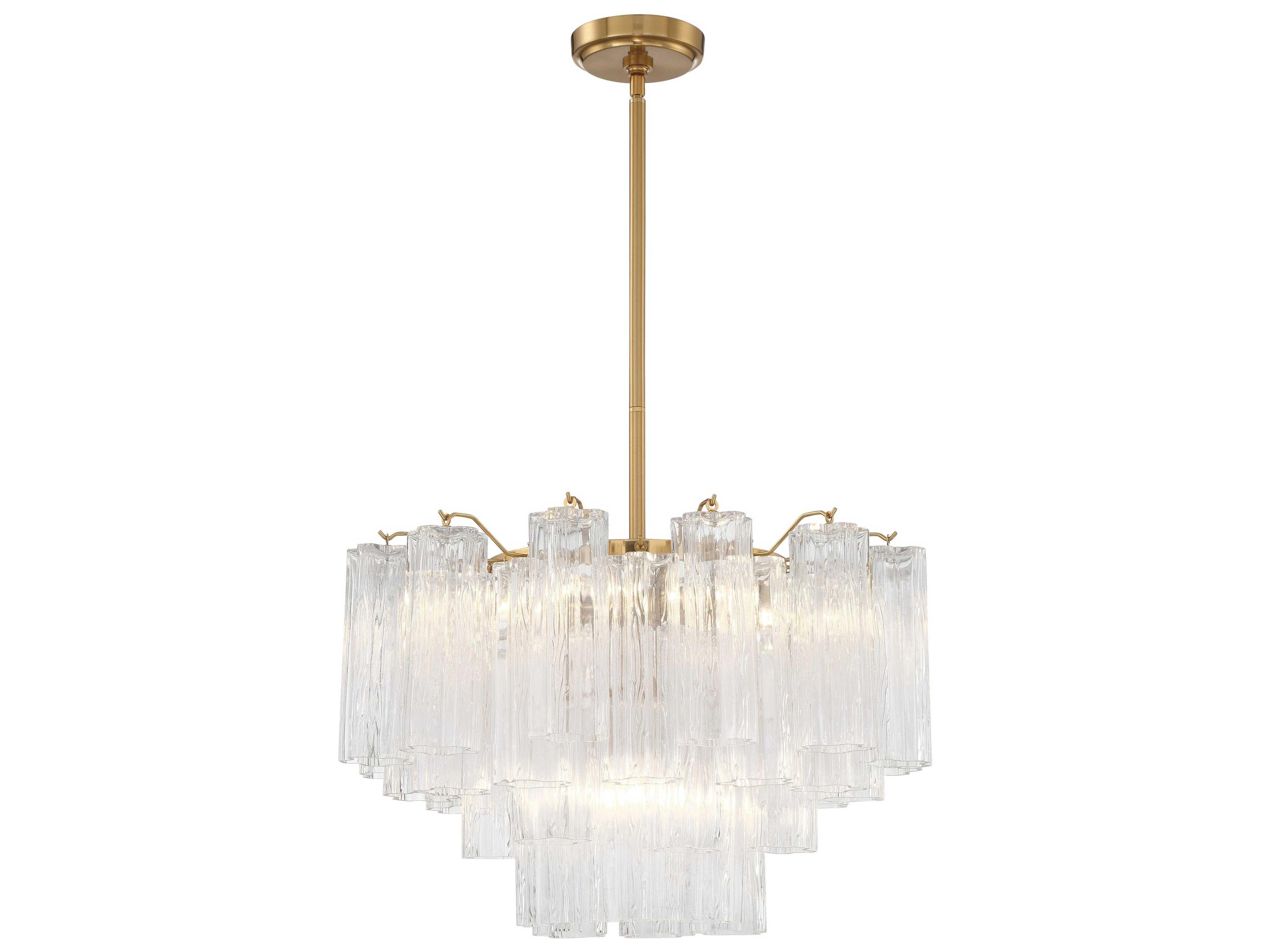 Crystorama Addis 9-Light Aged Brass Candelabra Geometric Chandelier