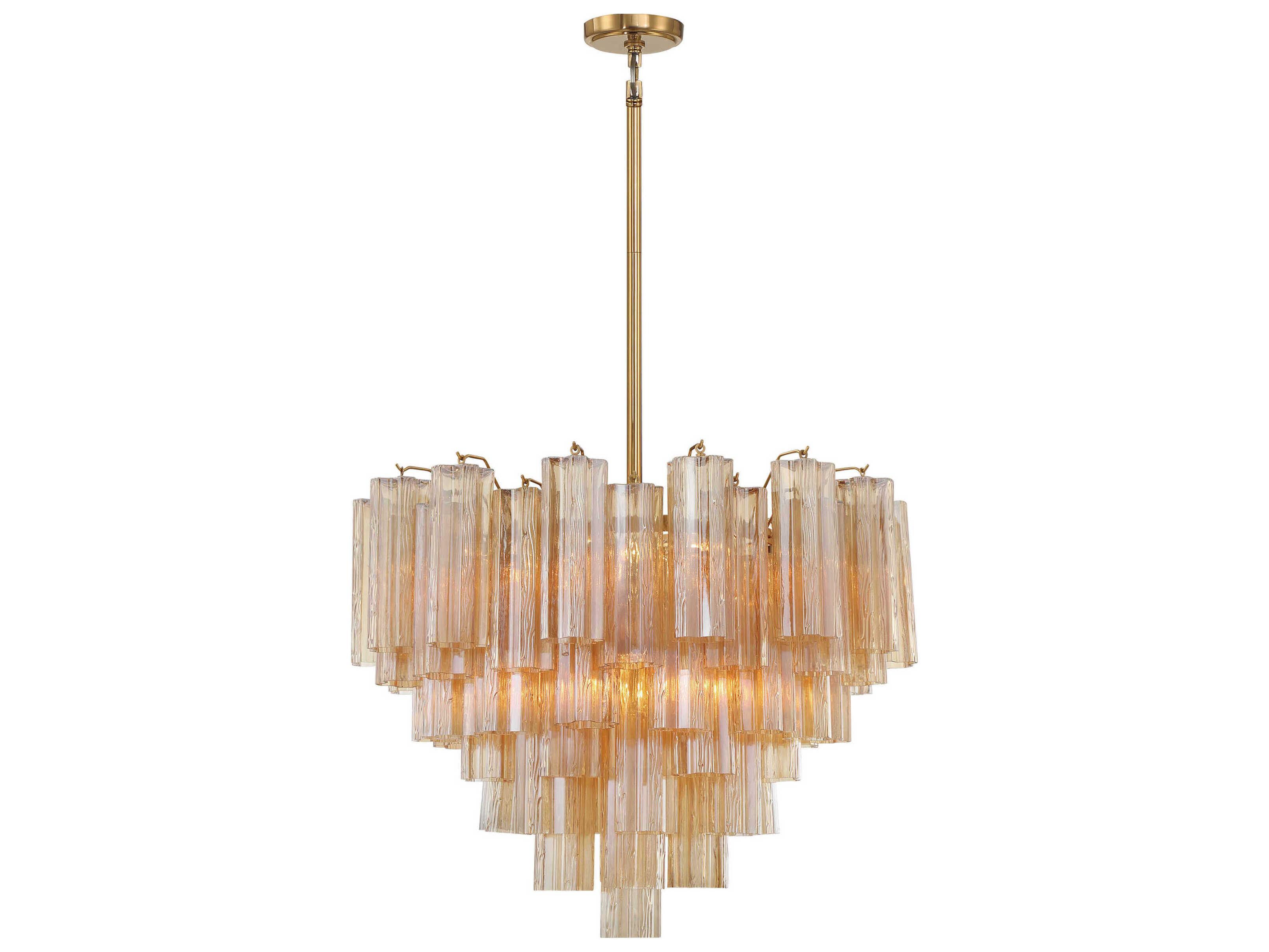 Crystorama Addis 12-Light Aged Brass Candelabra Geometric Chandelier