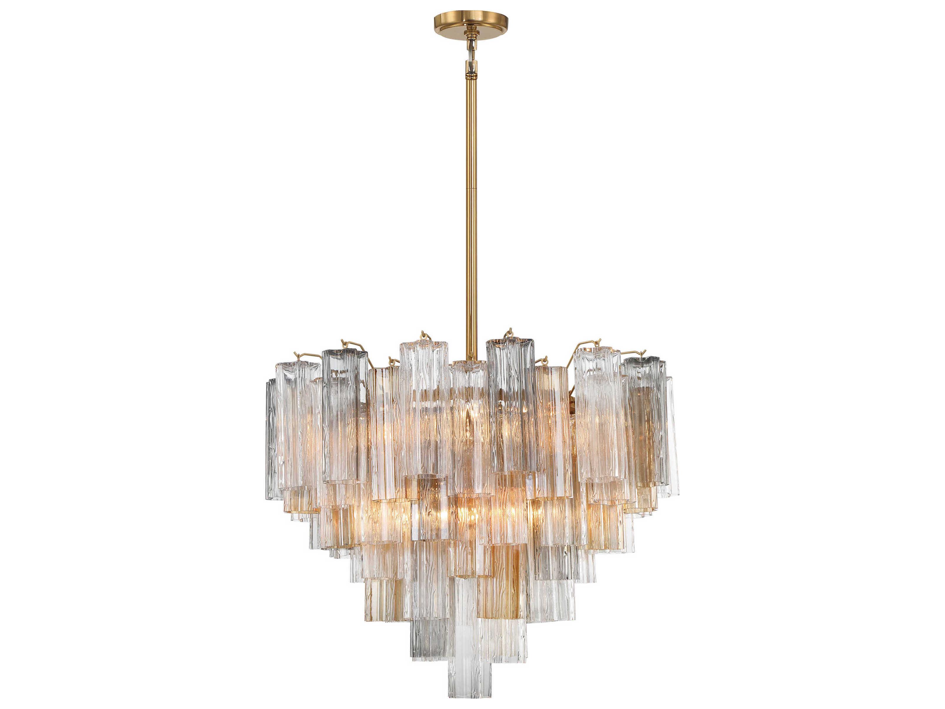 Crystorama Addis 12-Light Aged Brass Candelabra Geometric Chandelier