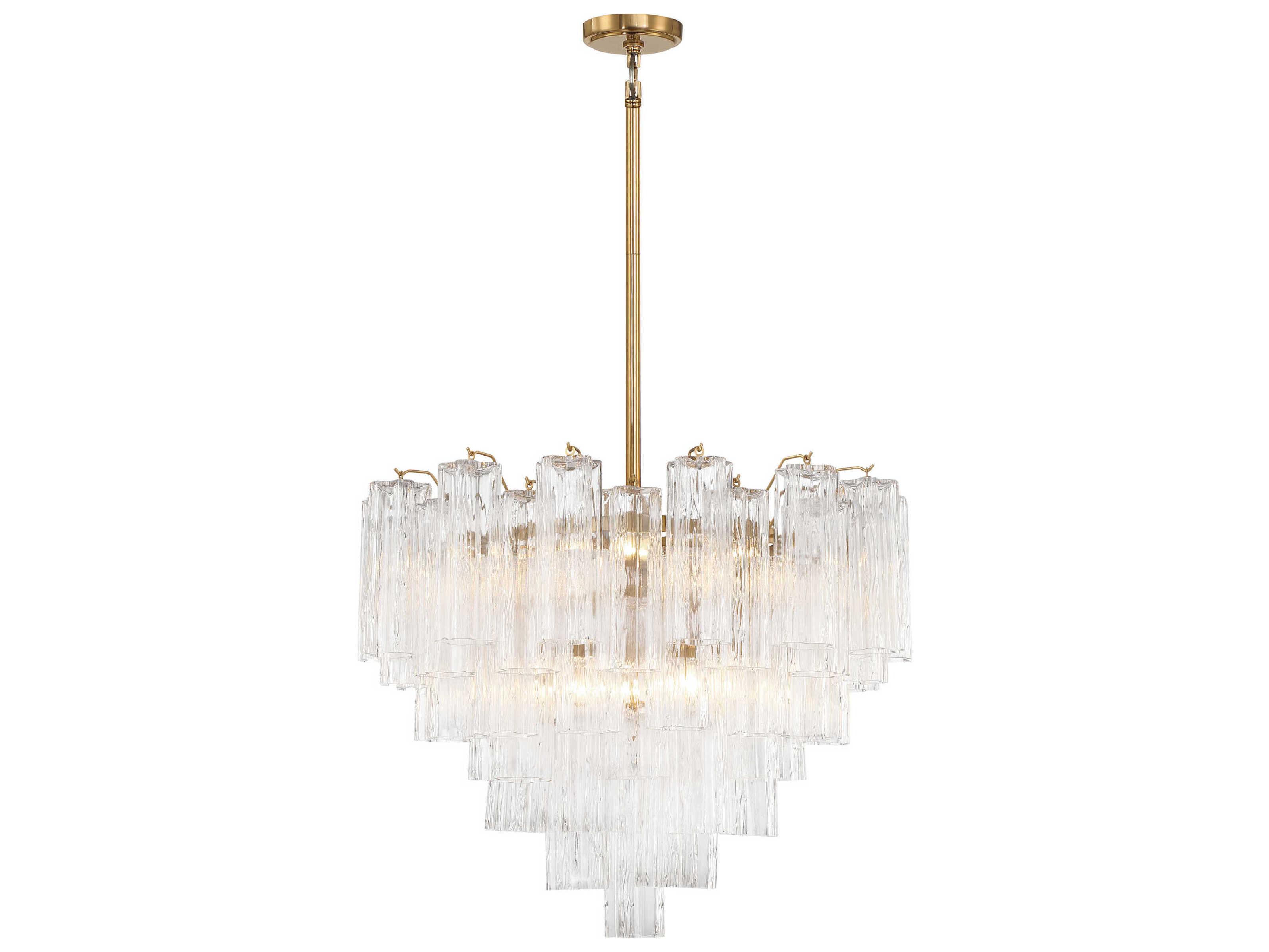 Crystorama Addis 12-Light Aged Brass Candelabra Geometric Chandelier