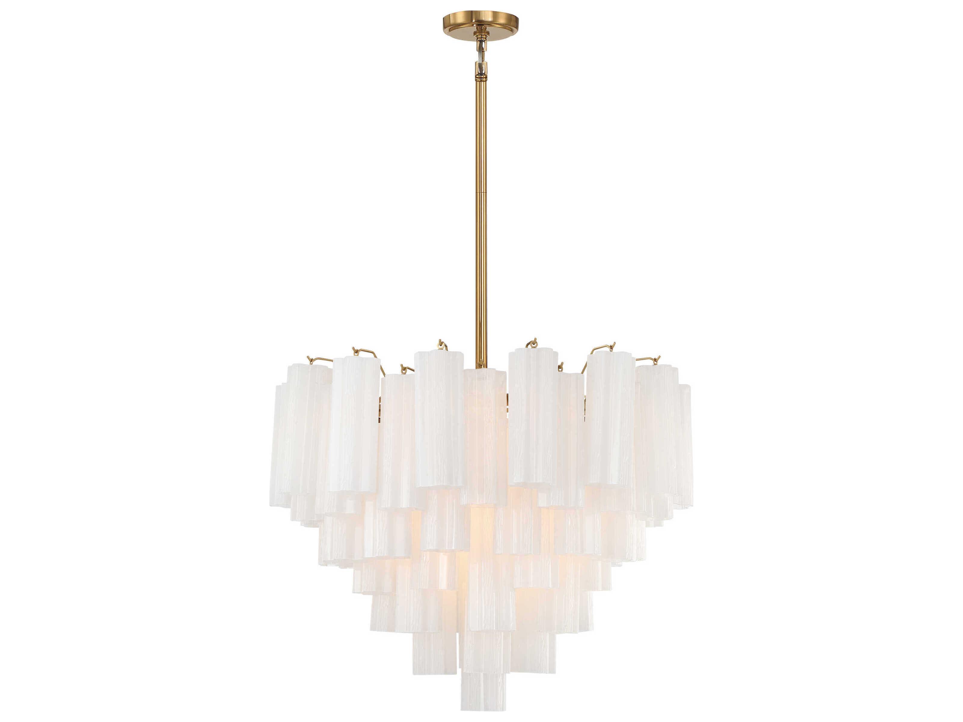 Crystorama Addis 12-Light Aged Brass Candelabra Geometric Chandelier