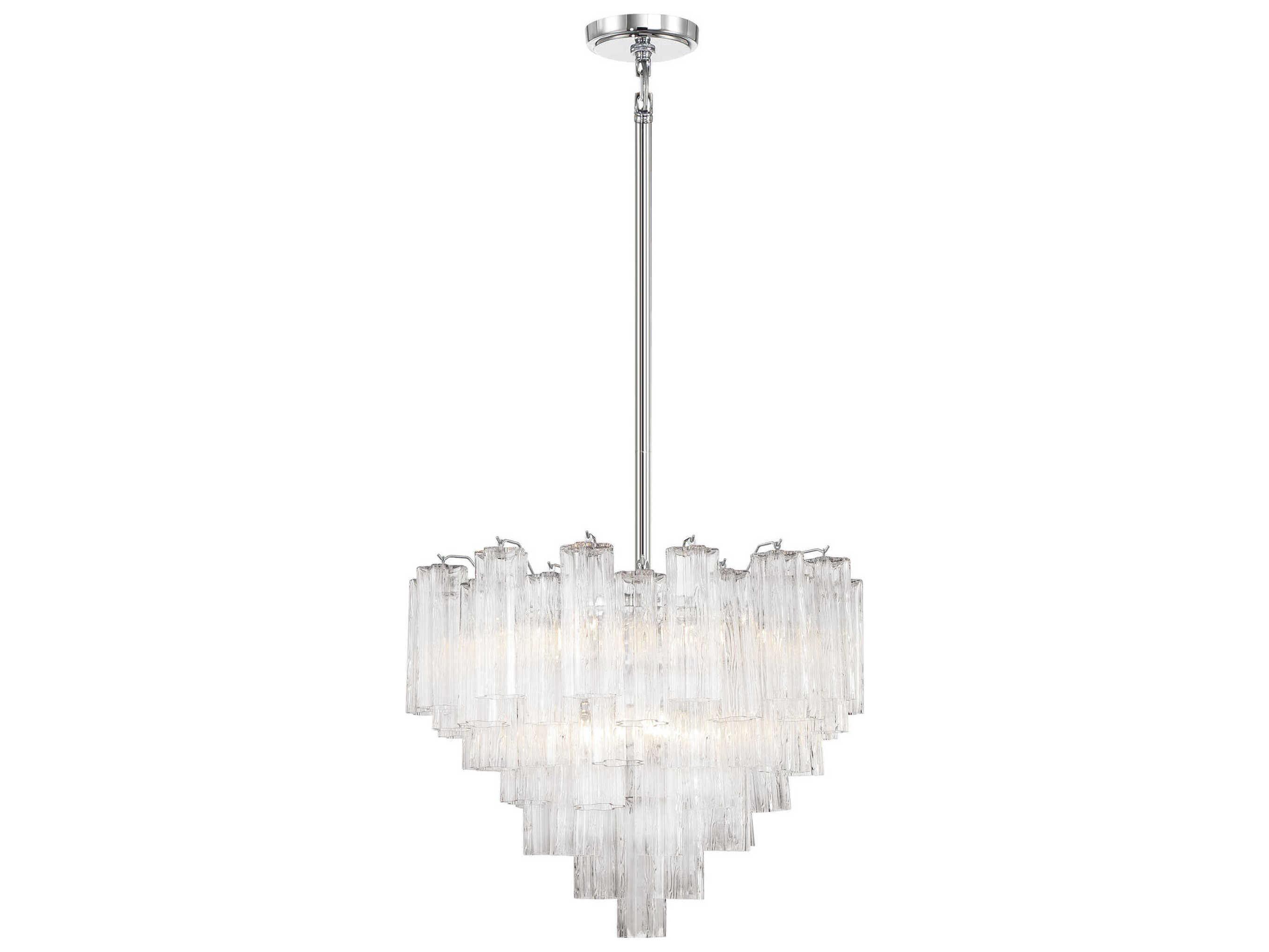 Crystorama Addis 12-Light Polished Chrome Candelabra Geometric Chandelier