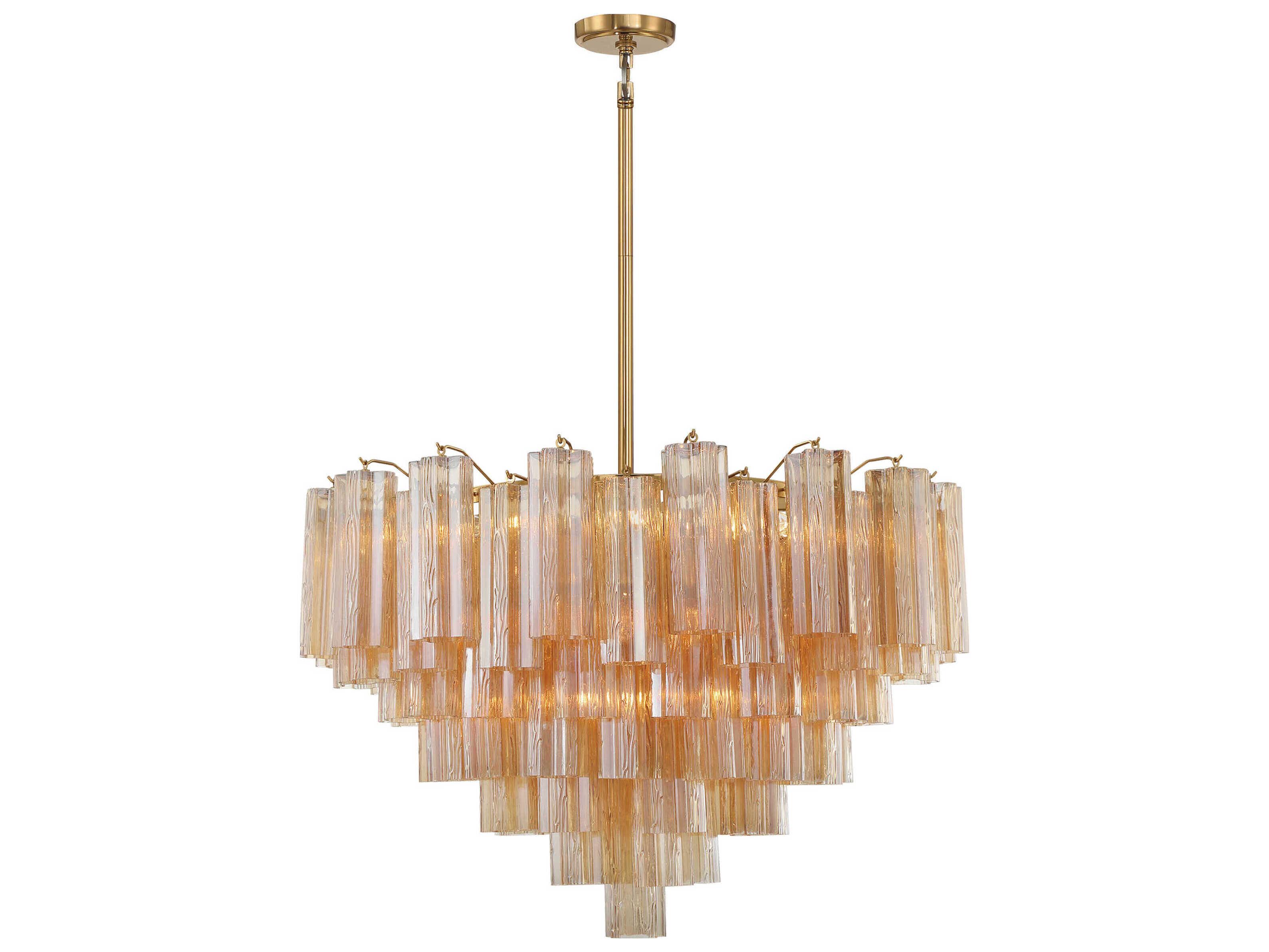 Crystorama Addis 16-Light Aged Brass Candelabra Geometric Chandelier