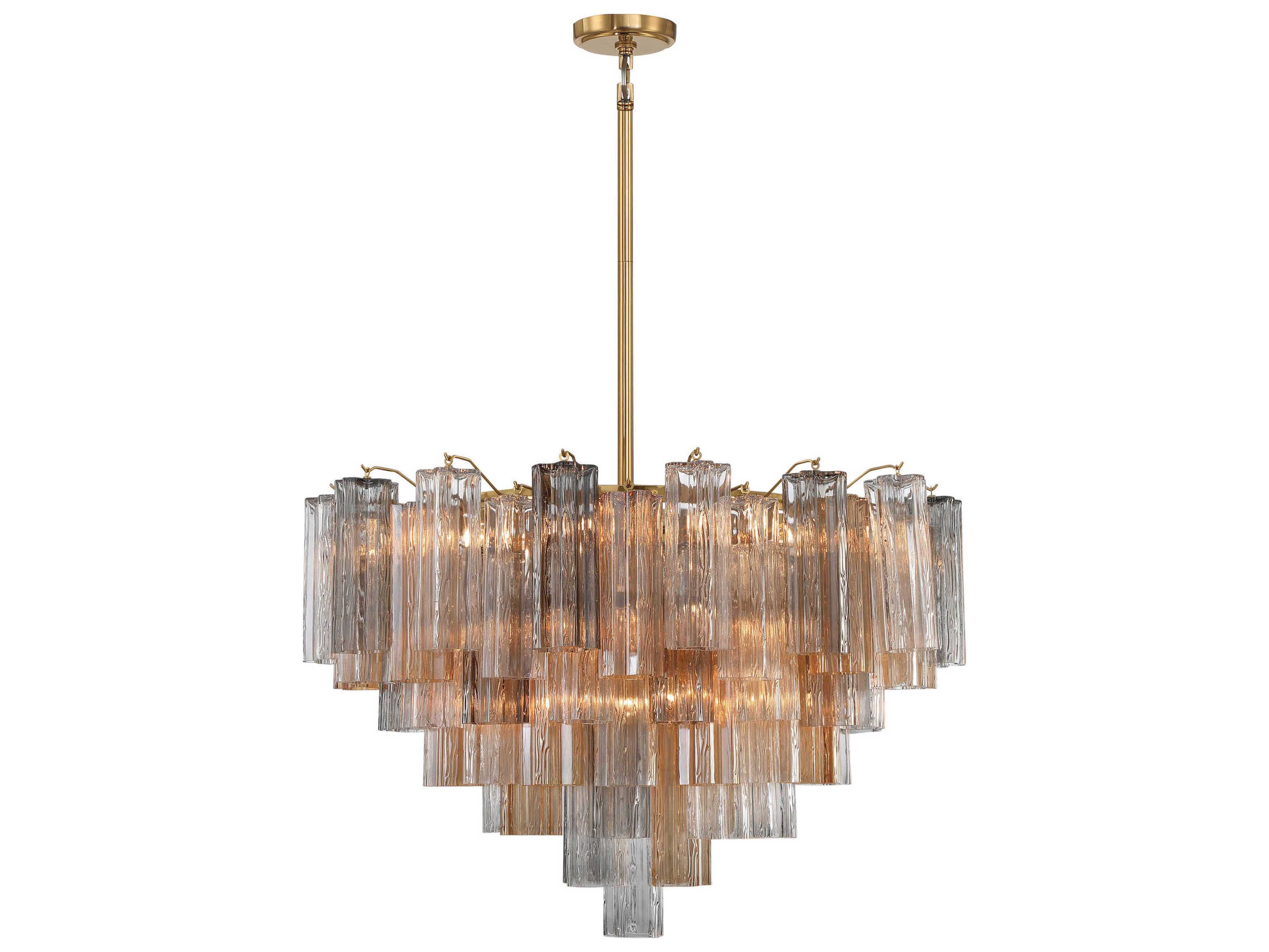 Crystorama Addis 16-Light Aged Brass Candelabra Geometric Chandelier