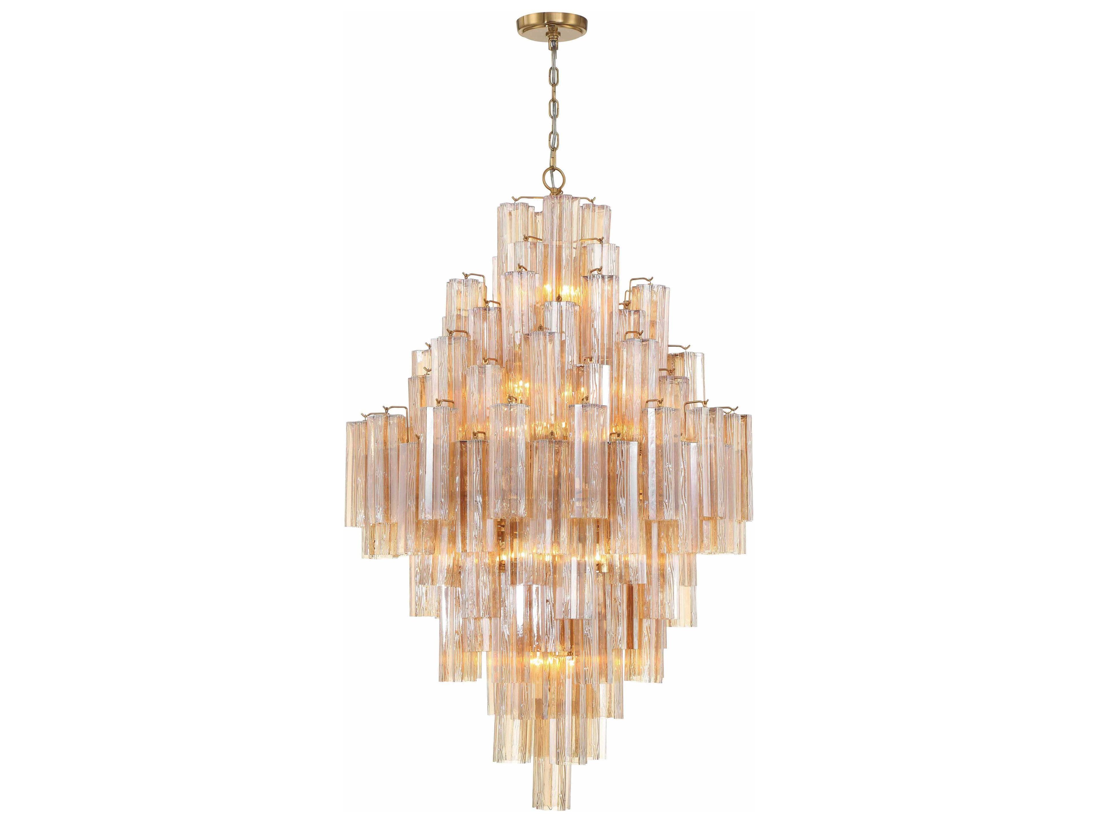 Crystorama Addis 20-Light Aged Brass Candelabra Tiered Chandelier