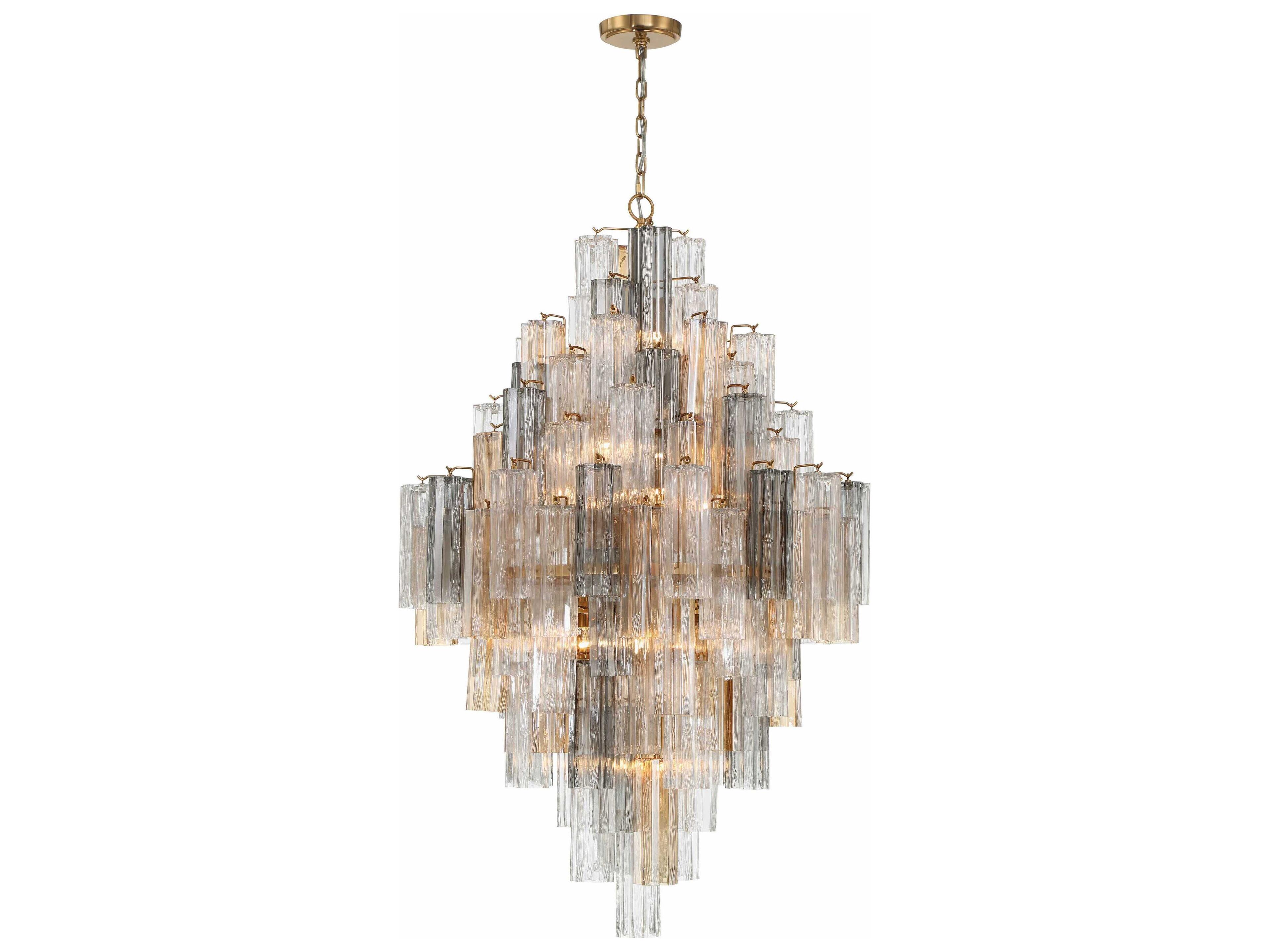 Crystorama Addis 20-Light Aged Brass Candelabra Tiered Chandelier