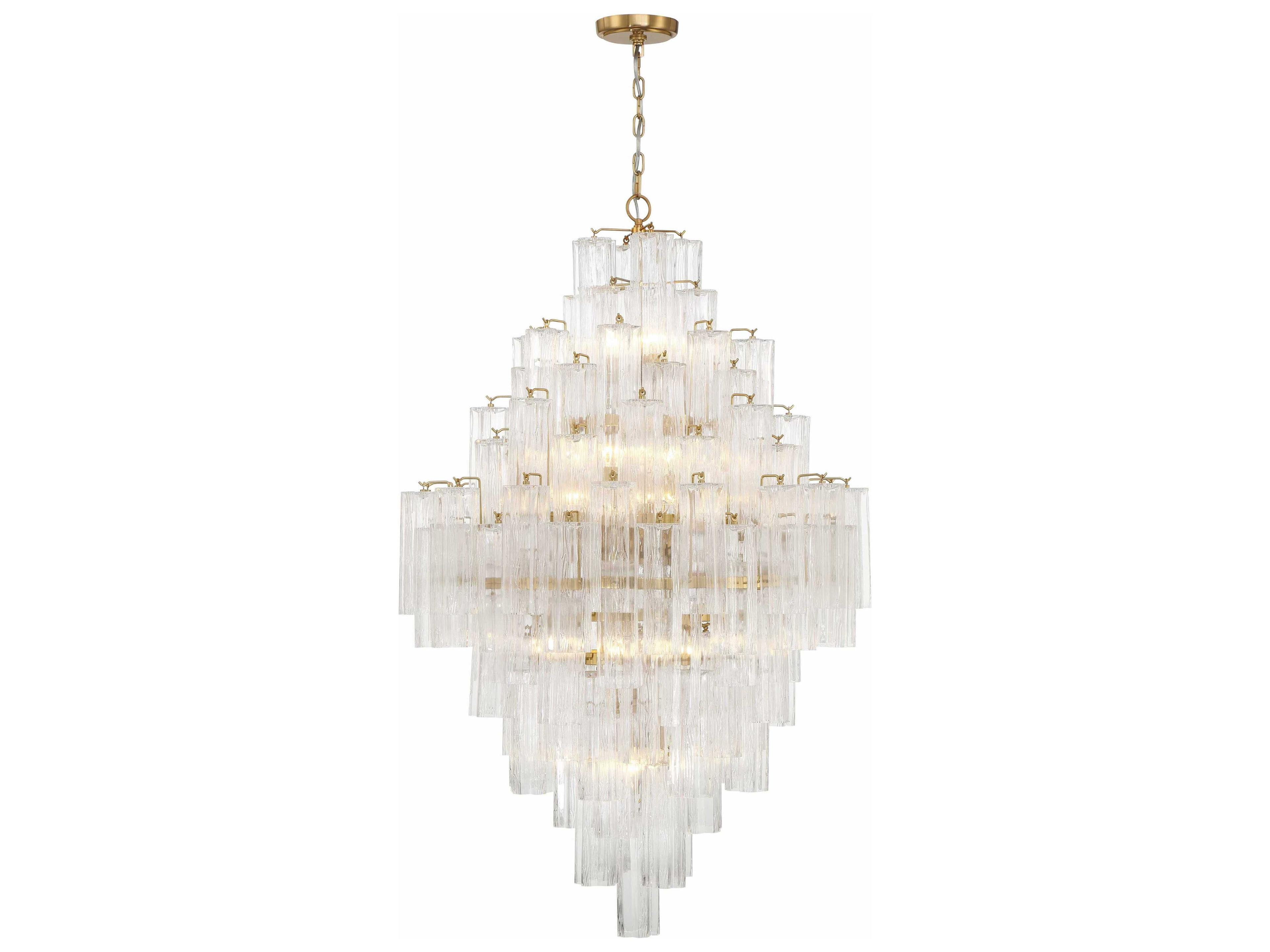 Crystorama Addis 20-Light Aged Brass Candelabra Tiered Chandelier