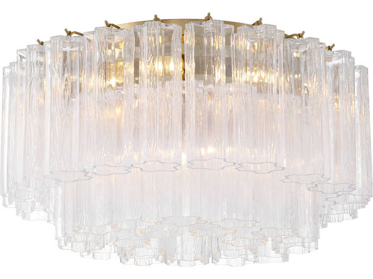 Crystorama Addis 7-Light Aged Brass Geometric Flush Mount