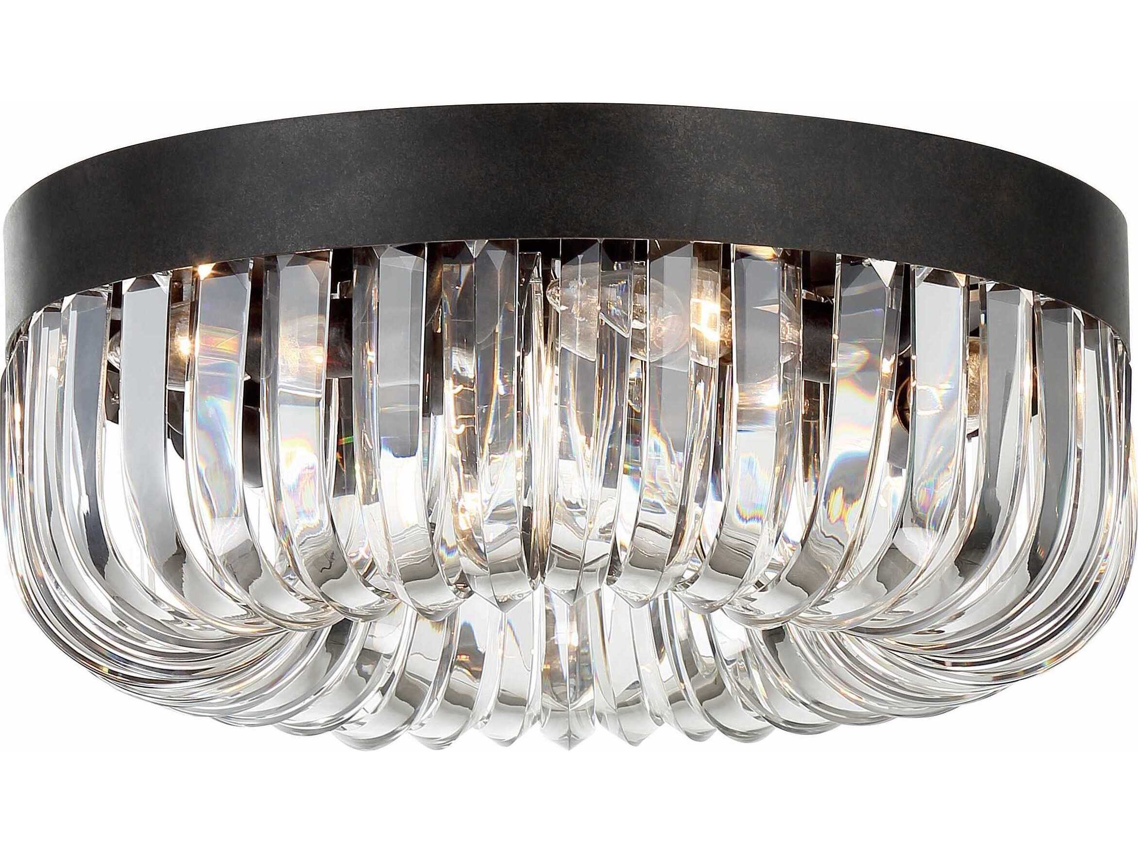 Crystorama Alister 5-Light Charcoal Bronze Clear Glass Bowl Flush Mount