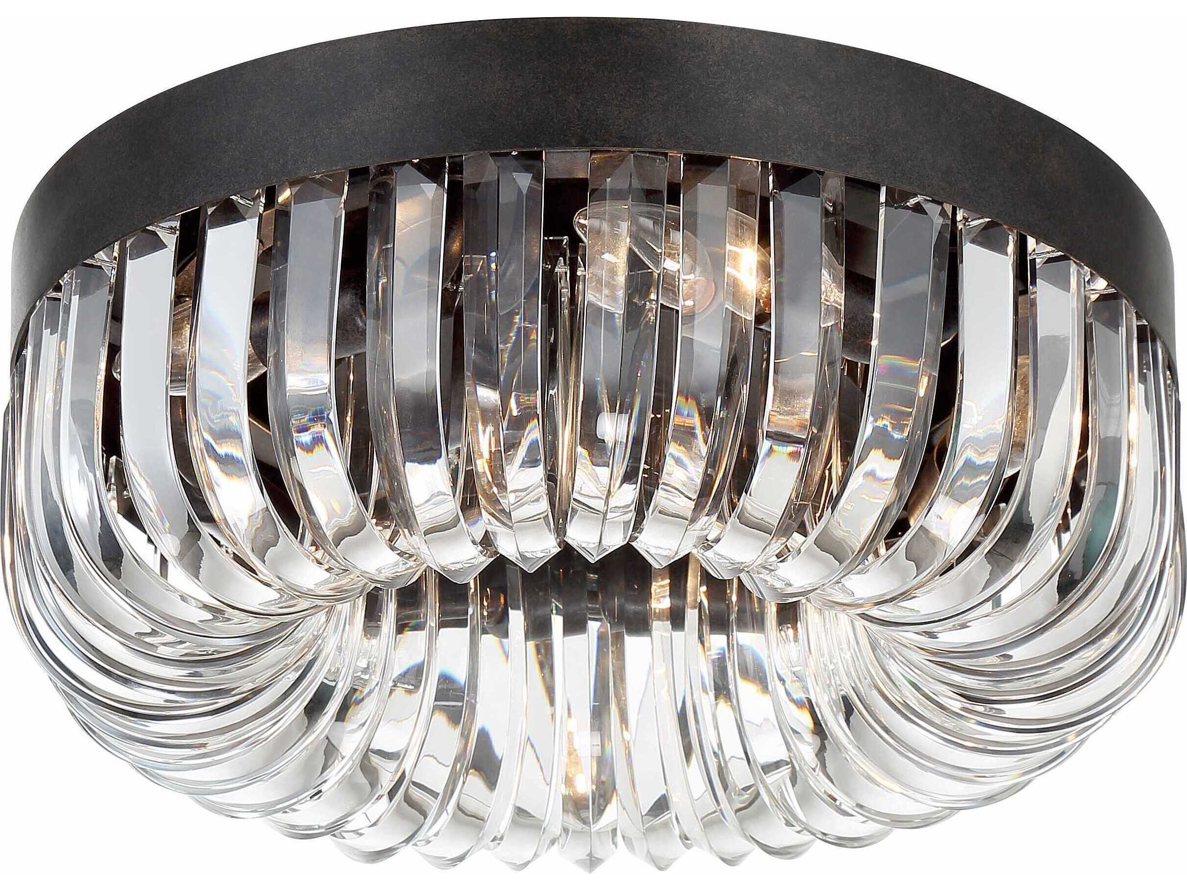 Crystorama Alister 5-Light Charcoal Bronze Clear Glass Bowl Flush Mount