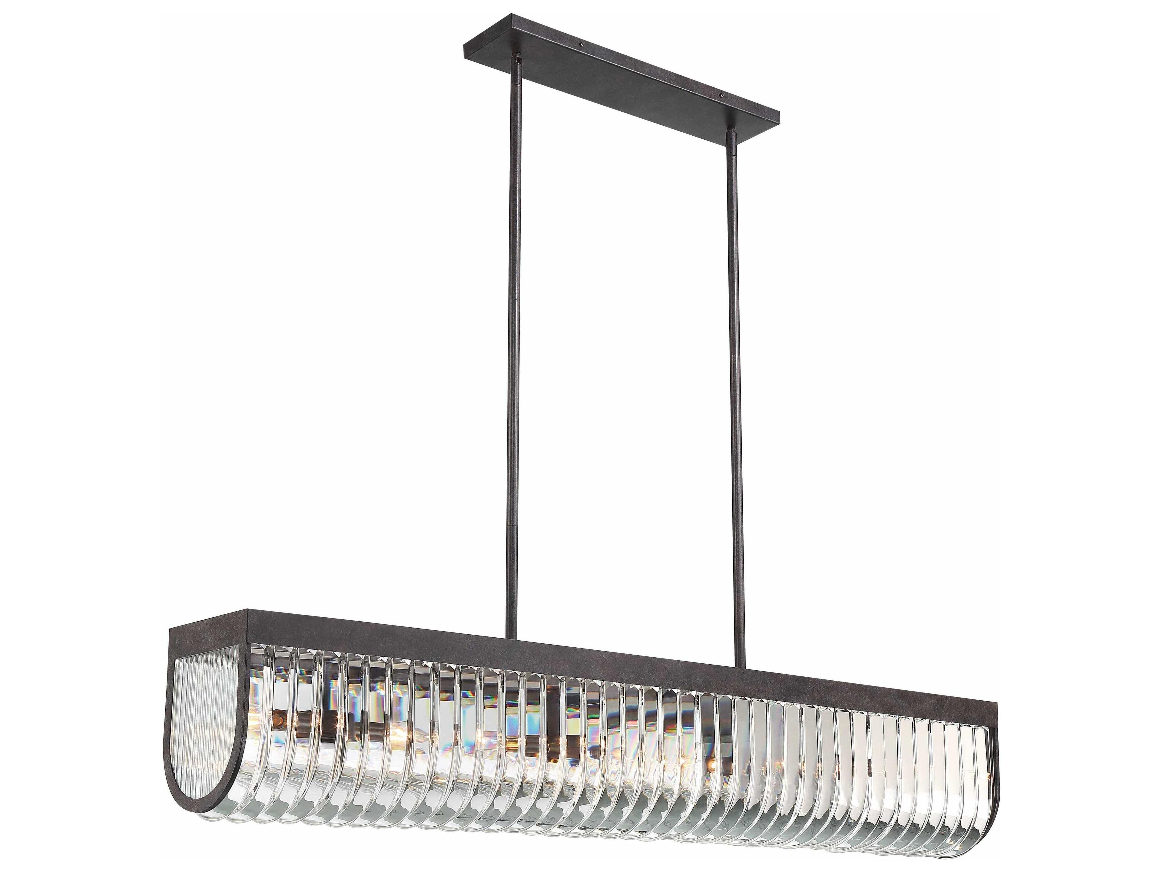 Crystorama Alister 6-Light Charcoal Bronze Glass Linear Island Pendant