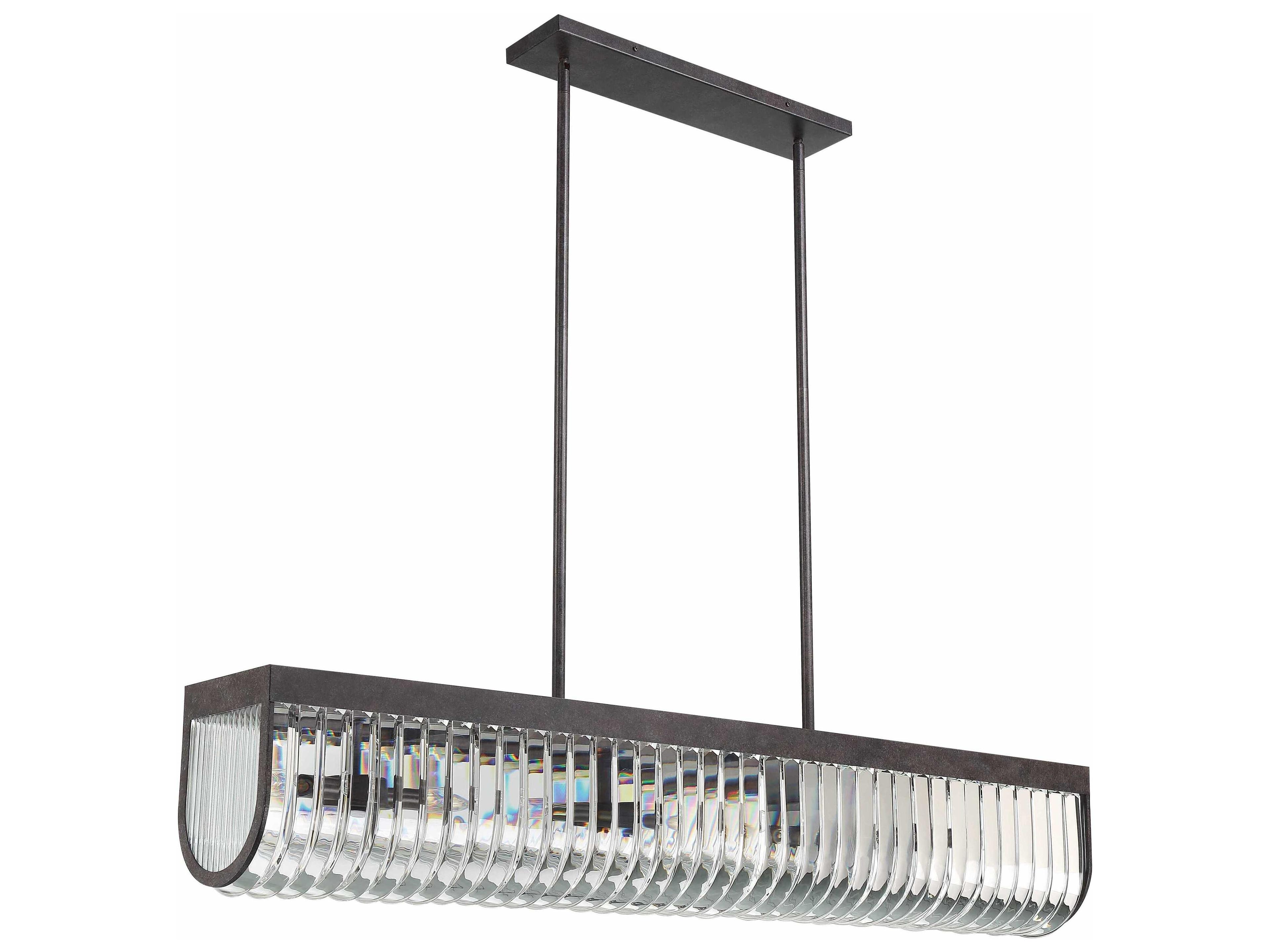 Crystorama Alister 6-Light Charcoal Bronze Glass Linear Island Pendant