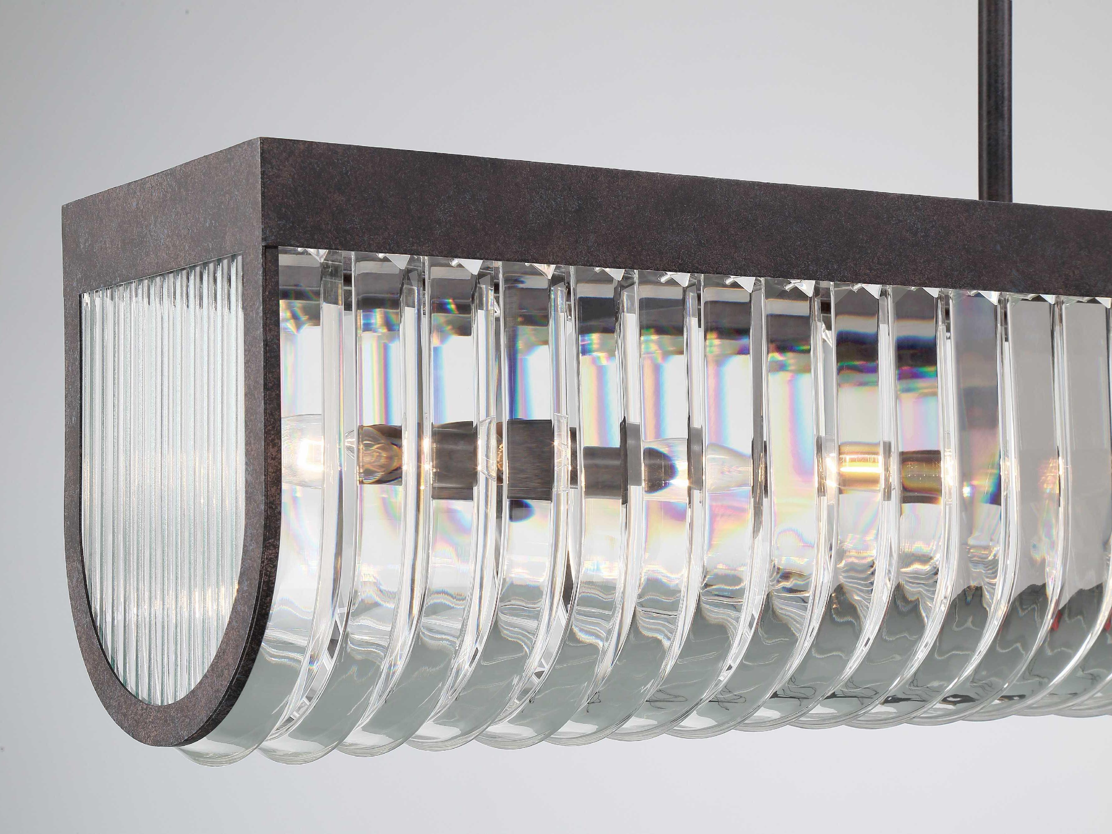 Crystorama Alister 6-Light Charcoal Bronze Glass Linear Island Pendant