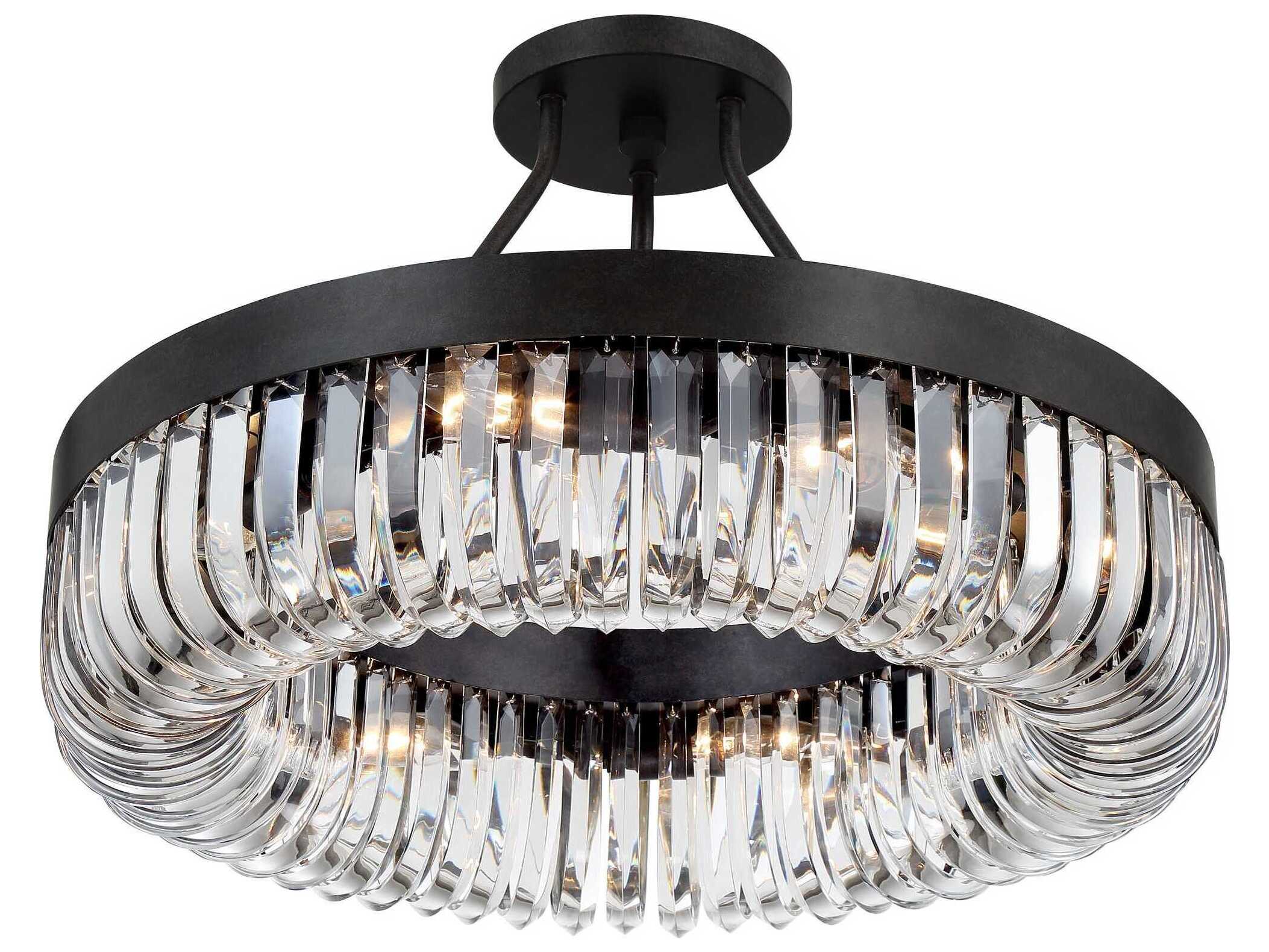 Crystorama Alister 8-Light Charcoal Bronze Clear Glass Bowl Semi Flush Mount