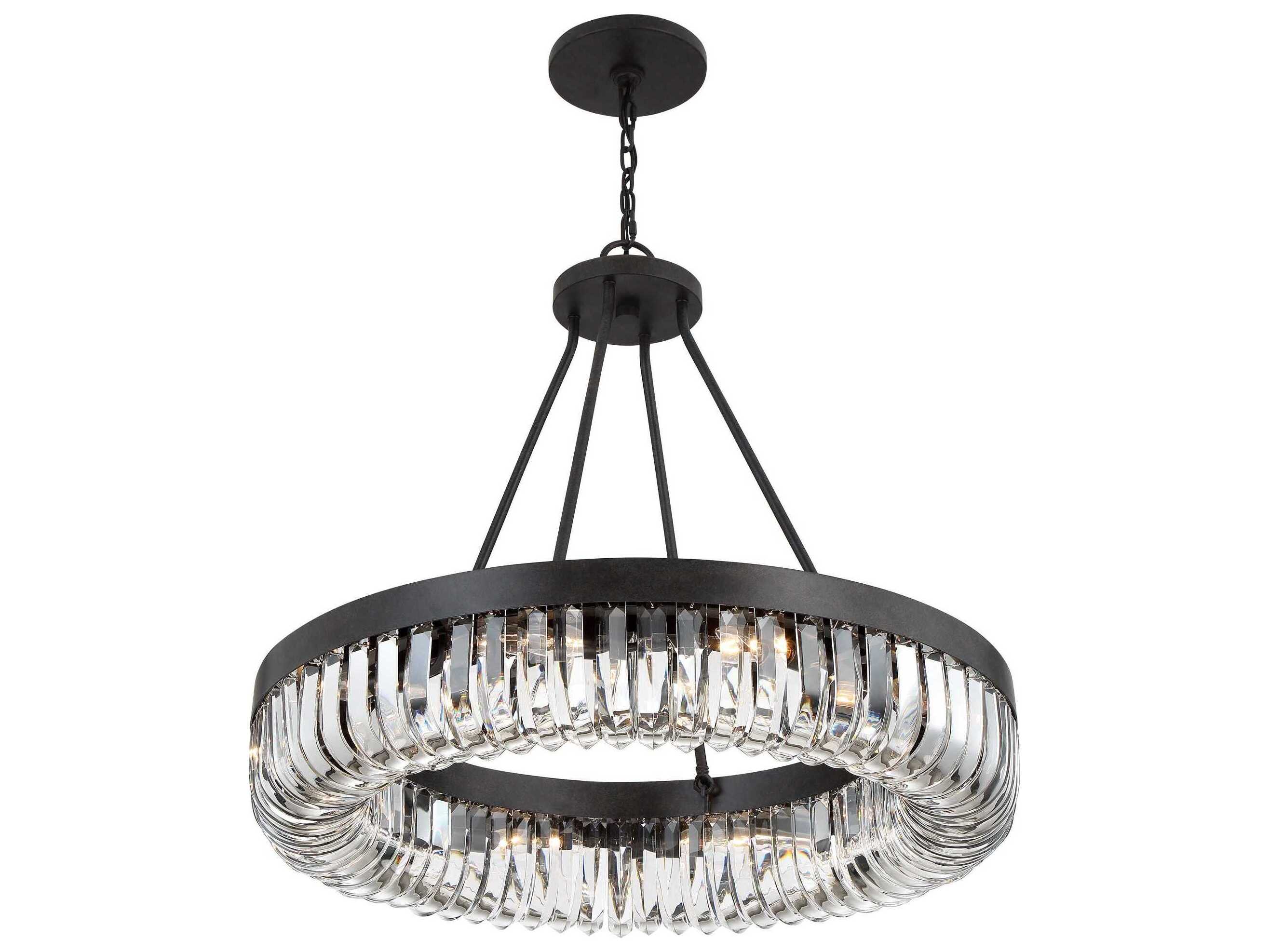 Crystorama Alister 10-Light Charcoal Bronze Clear Glass Bowl Candelabra Chandelier