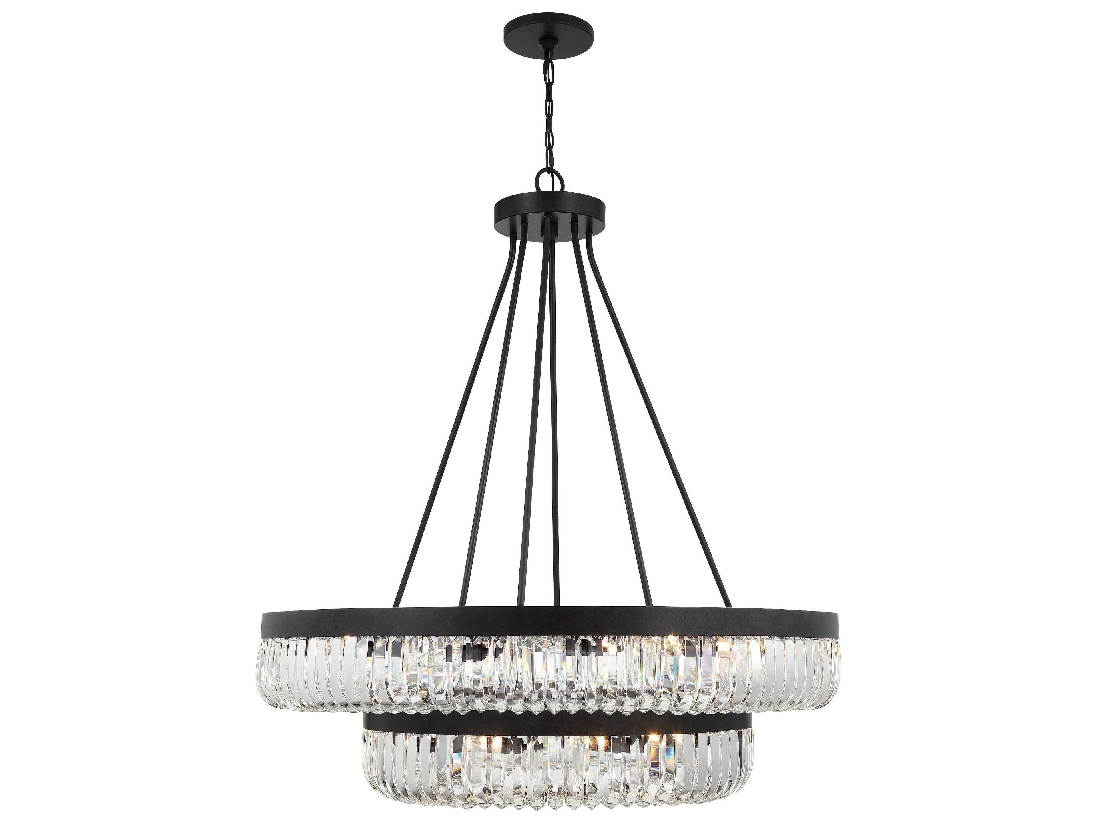 Crystorama Alister 26-Light Charcoal Bronze Clear Glass Bowl Candelabra Tiered Chandelier