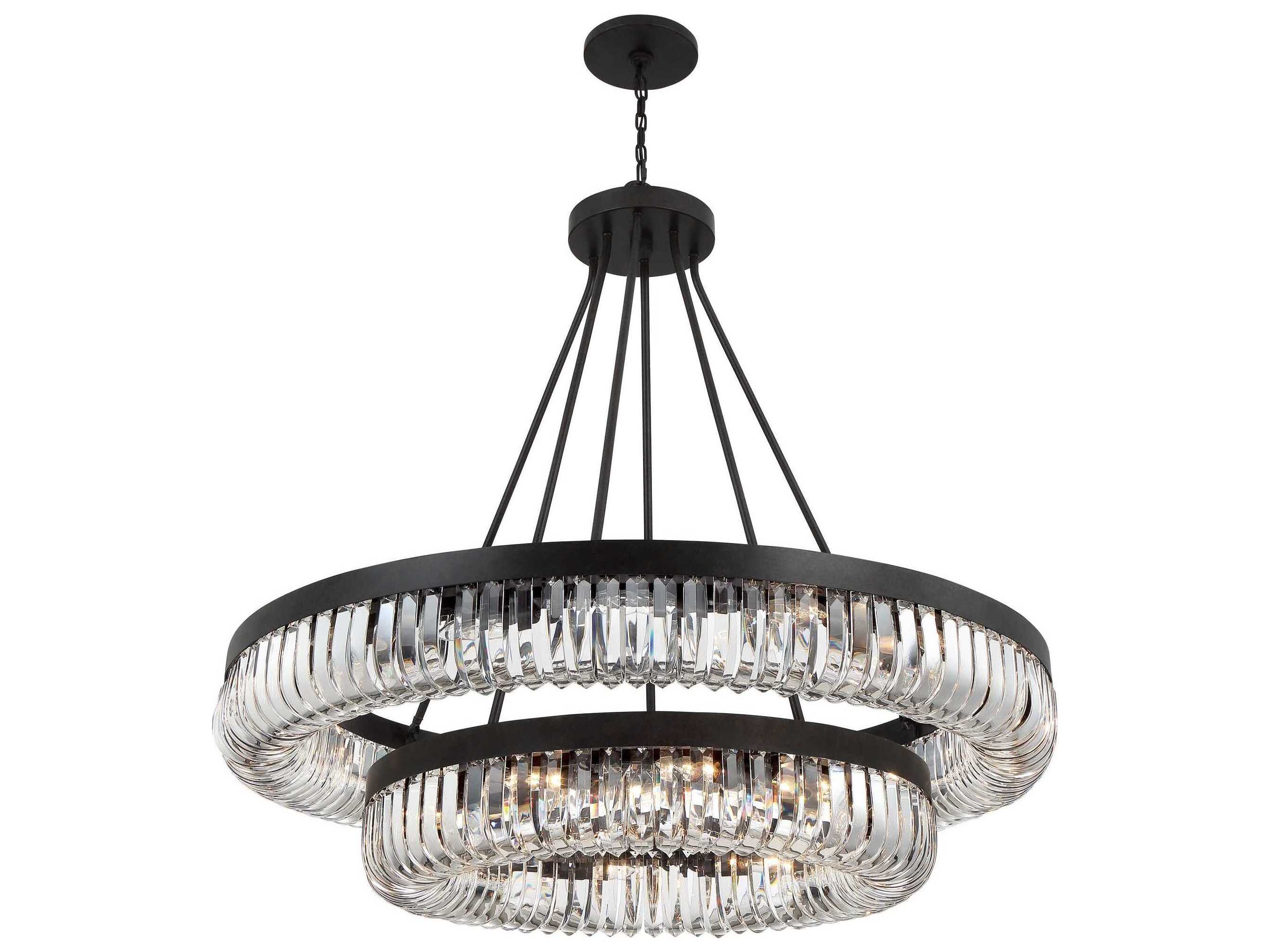 Crystorama Alister 26-Light Charcoal Bronze Clear Glass Bowl Candelabra Tiered Chandelier