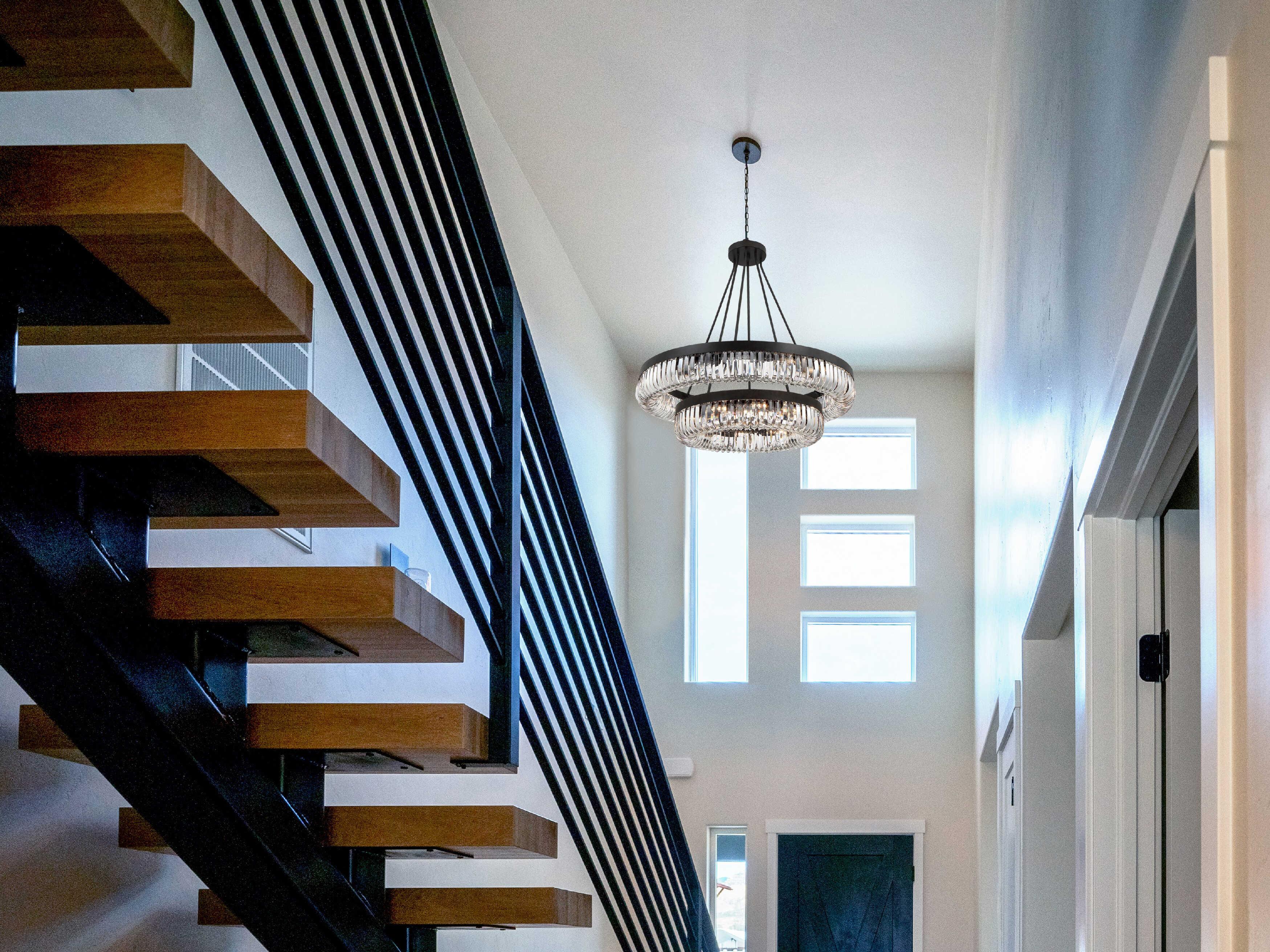 Crystorama Alister 26-Light Charcoal Bronze Clear Glass Bowl Candelabra Tiered Chandelier