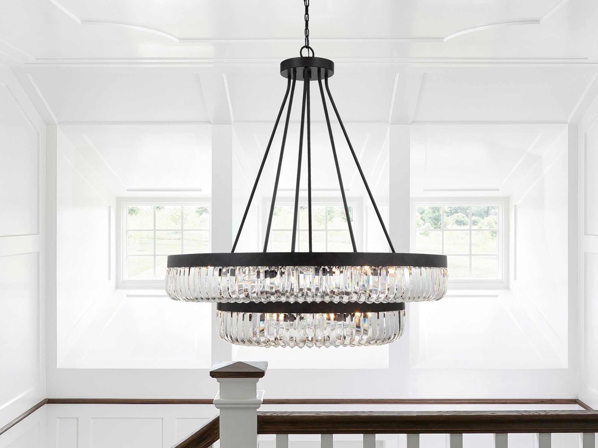 Crystorama Alister 26-Light Charcoal Bronze Clear Glass Bowl Candelabra Tiered Chandelier