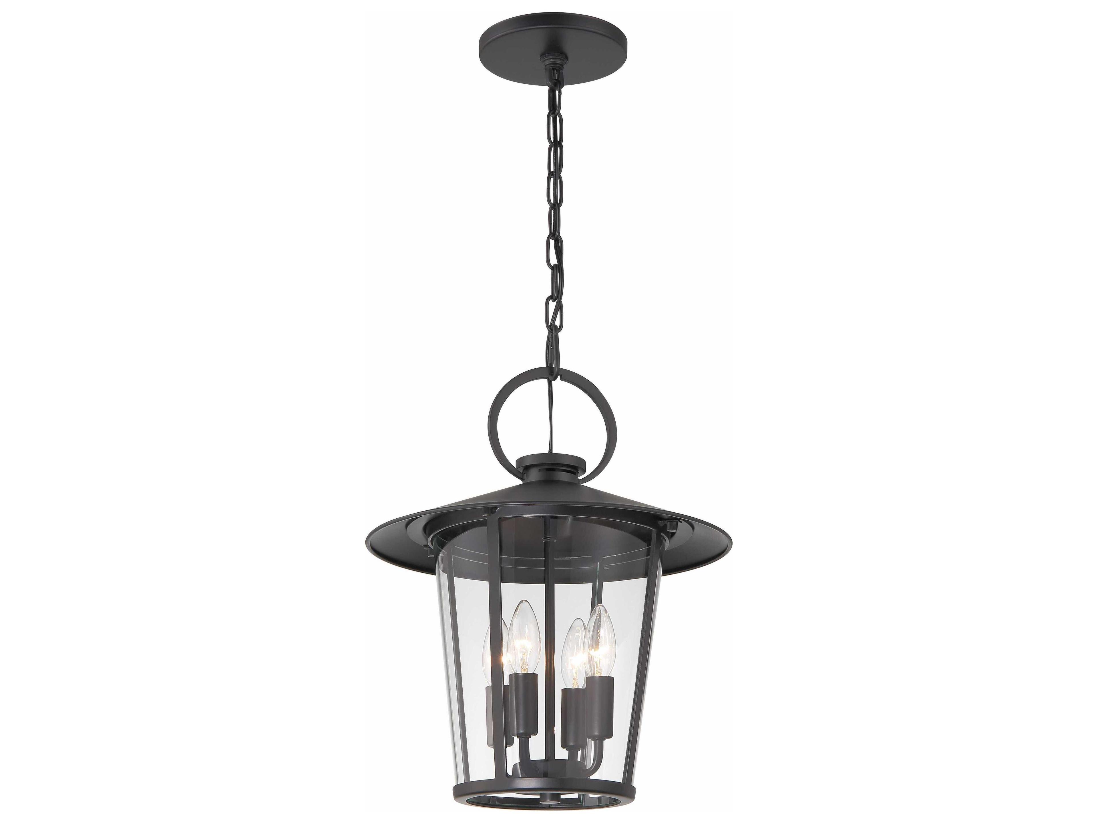 Crystorama Andover 4 - Light Outdoor Hanging Light with Clear Glass Shade