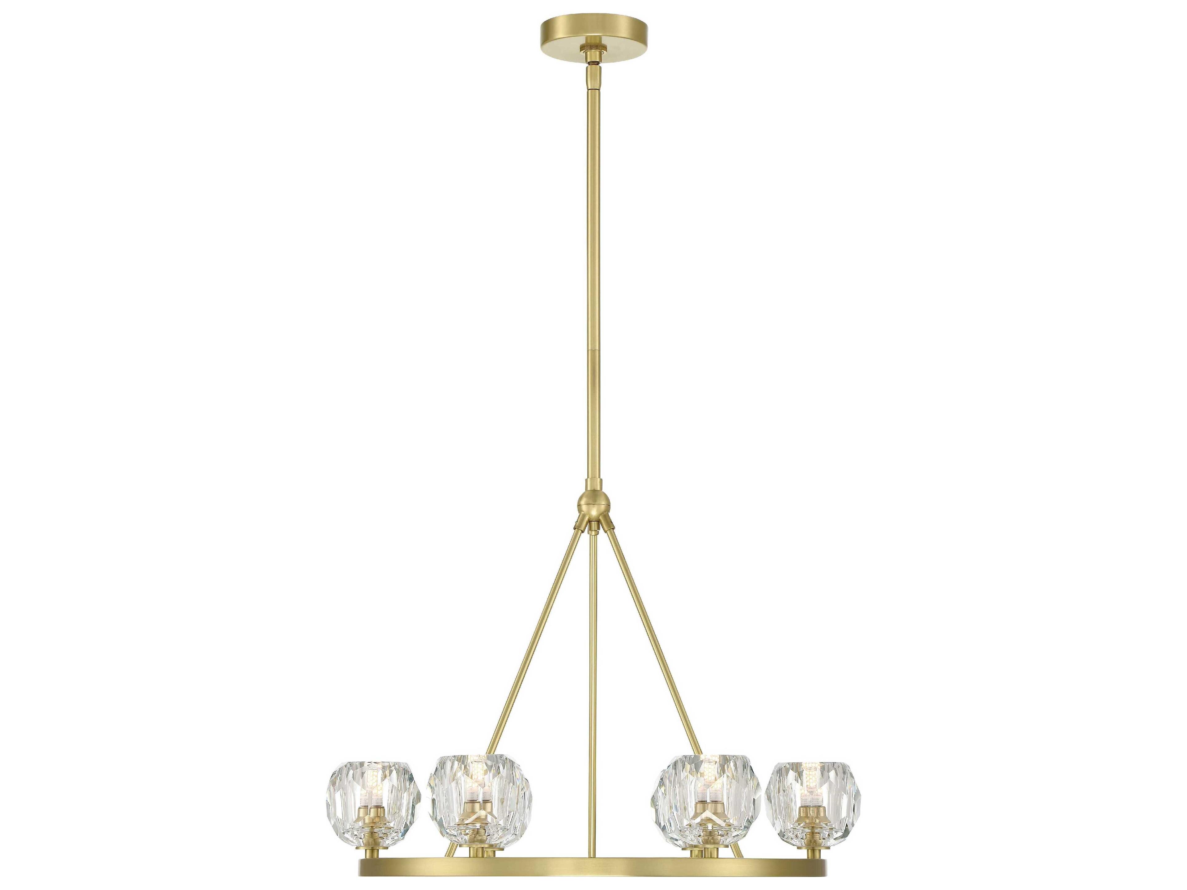 Crystorama Aragon 6-Light Soft Brass Crystal Glass Globe Round Chandelier