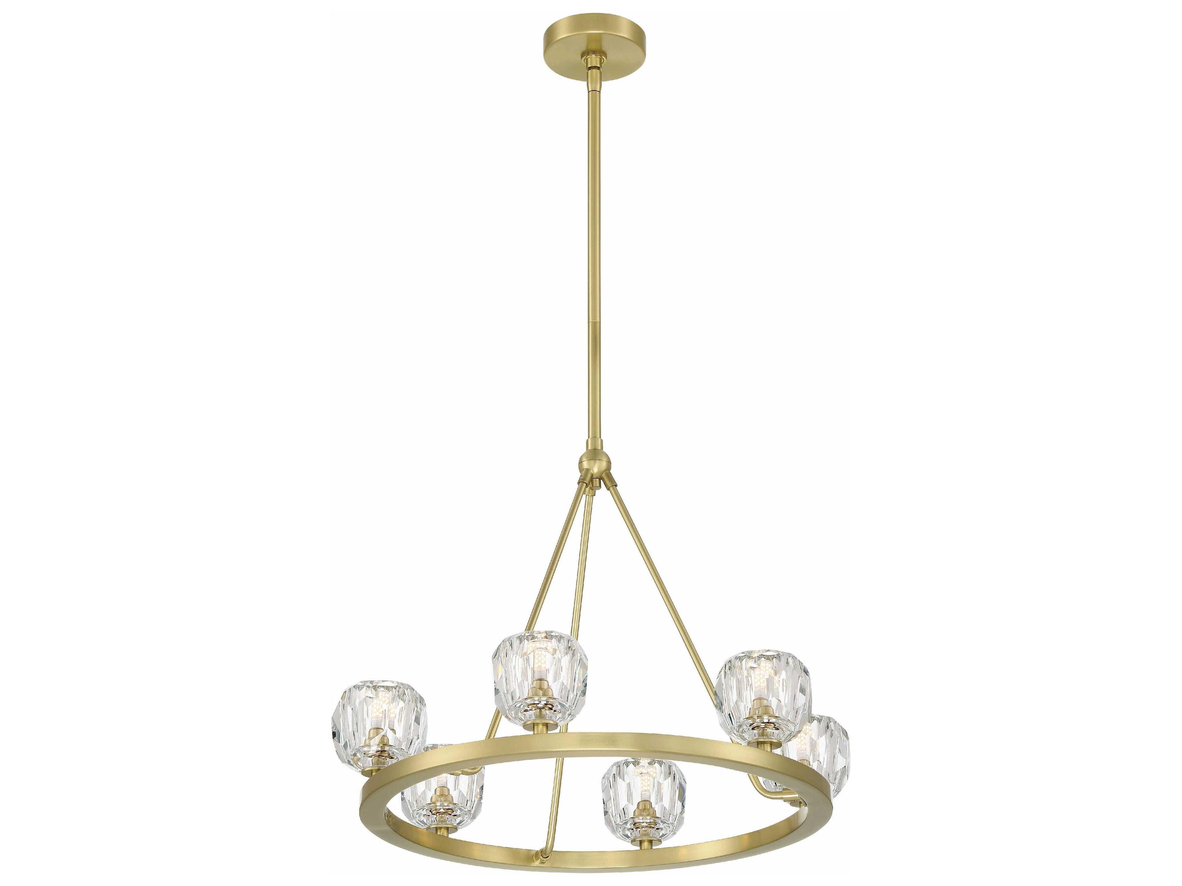 Crystorama Aragon 6-Light Soft Brass Crystal Glass Globe Round Chandelier