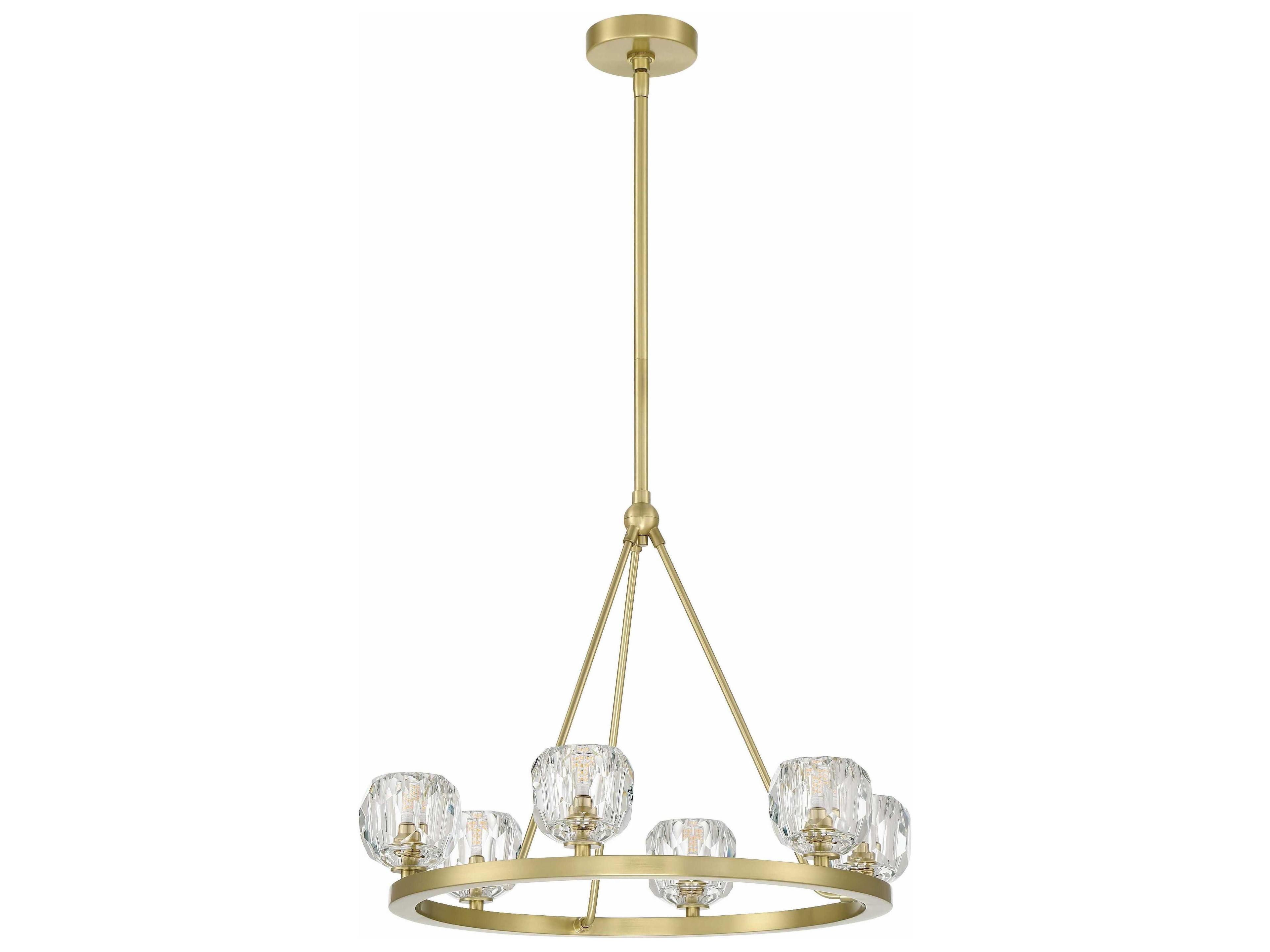 Crystorama Aragon 6-Light Soft Brass Crystal Glass Globe Round Chandelier