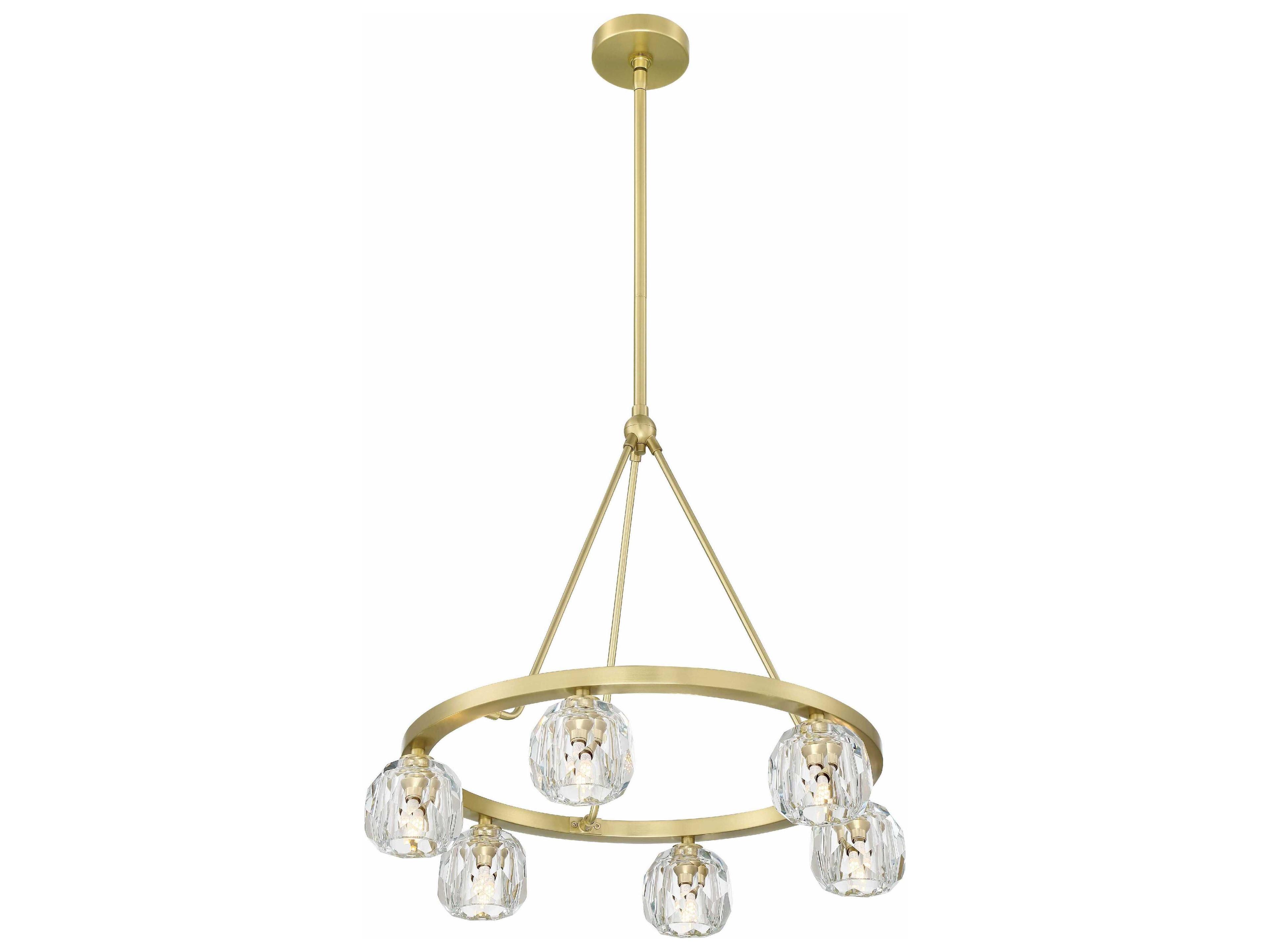 Crystorama Aragon 6-Light Soft Brass Crystal Glass Globe Round Chandelier