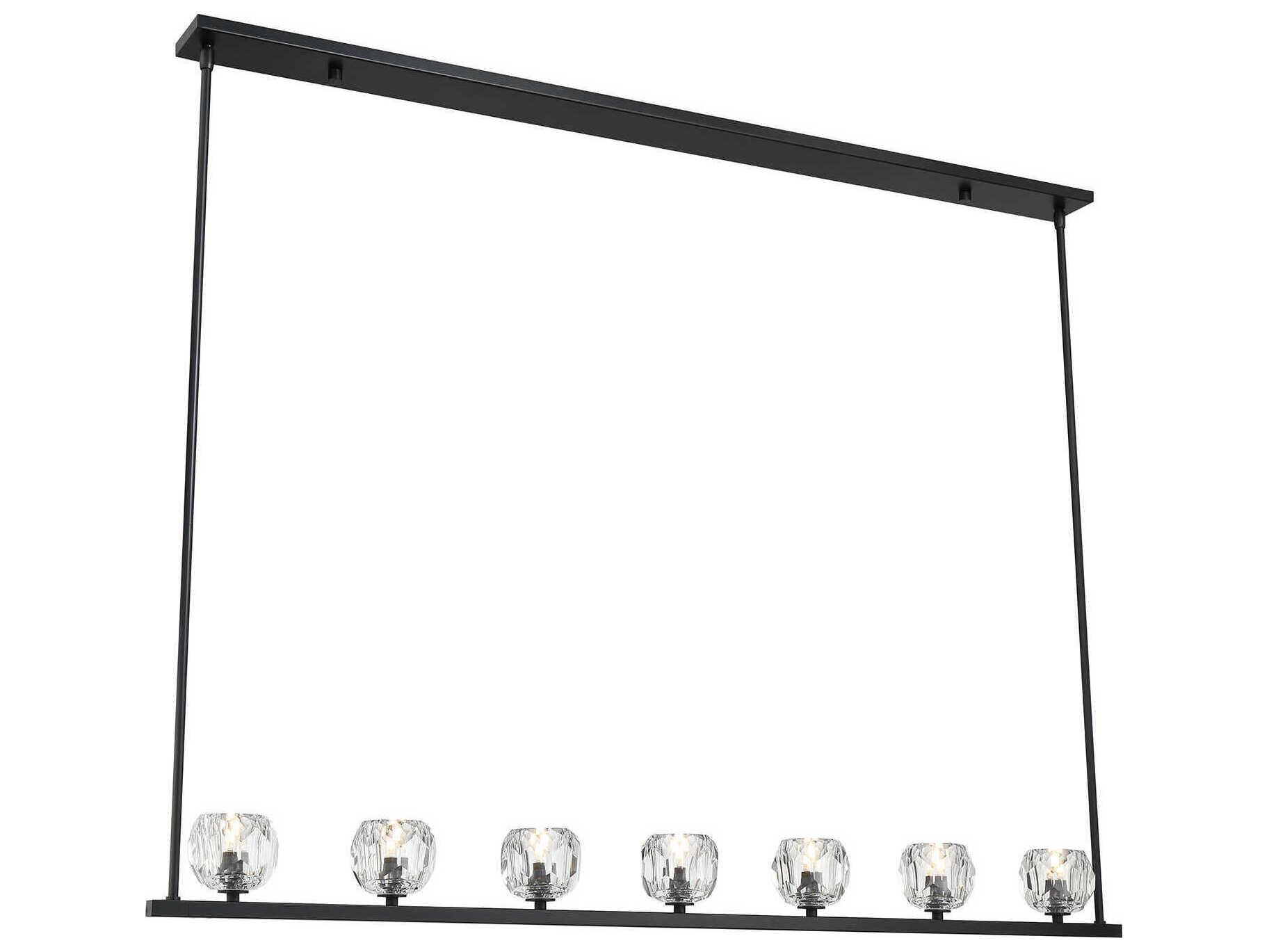 Crystorama Aragon 7-Light Matte Black Linear Island Pendant