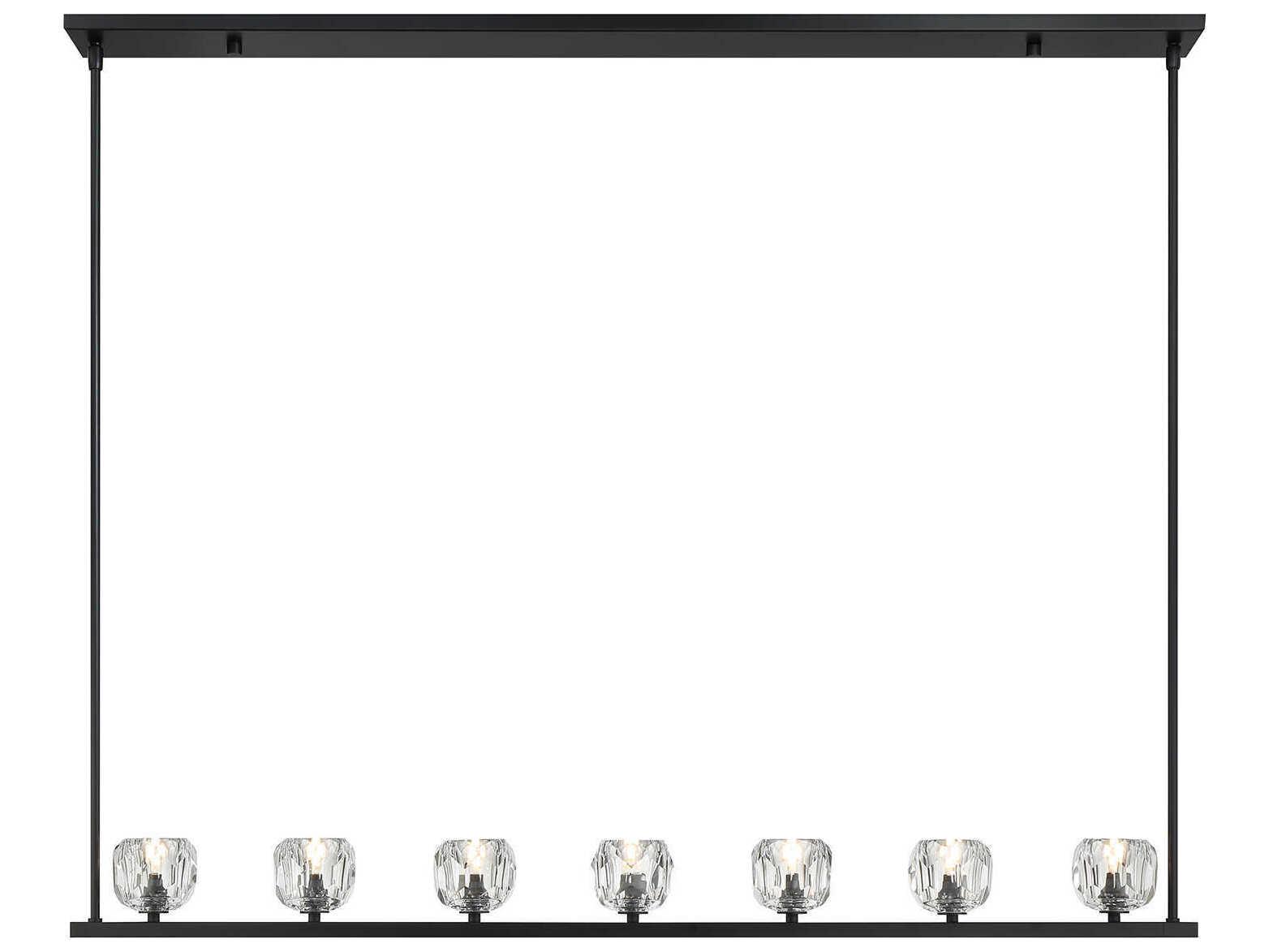 Crystorama Aragon 7-Light Matte Black Linear Island Pendant