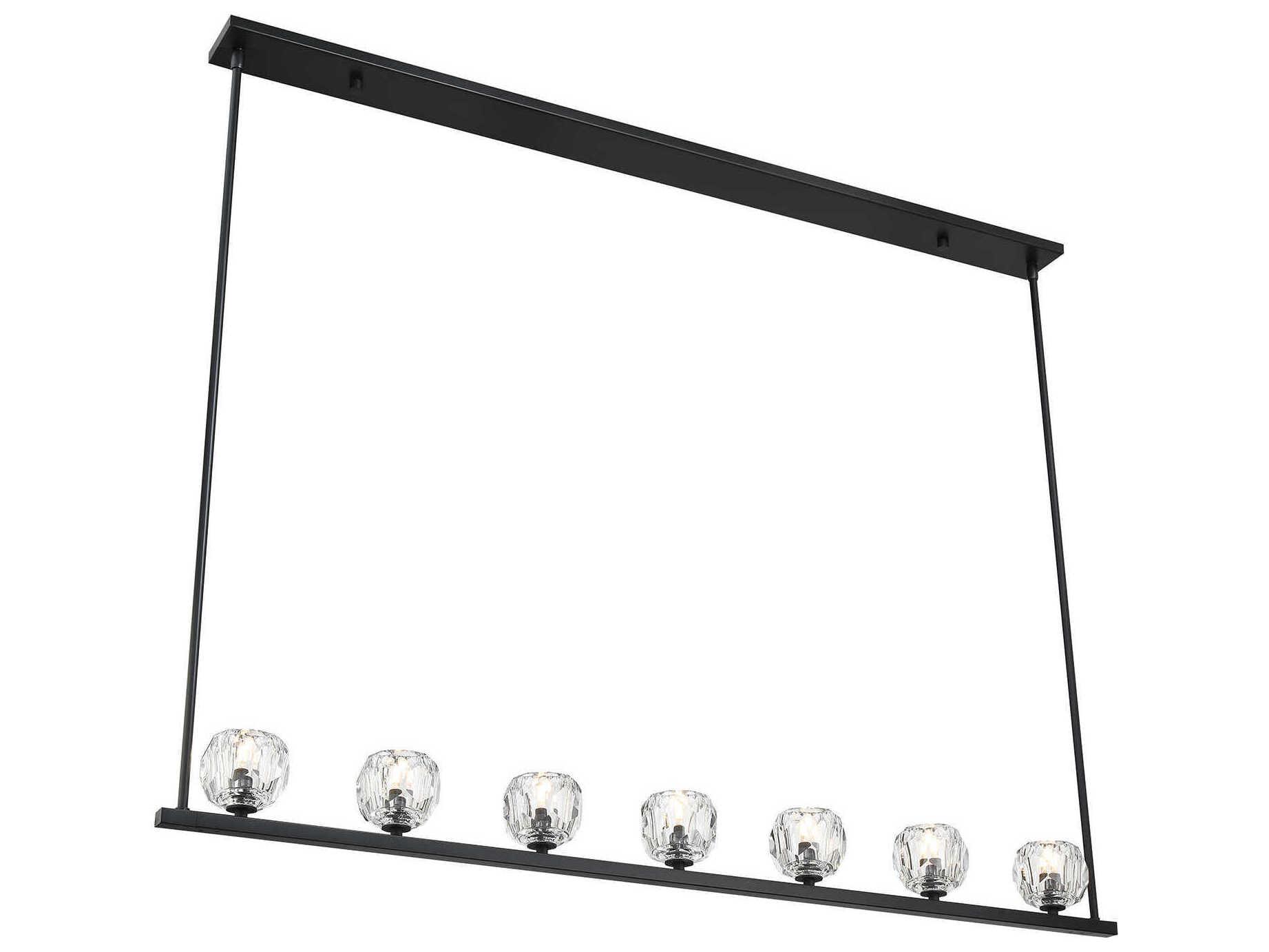 Crystorama Aragon 7-Light Matte Black Linear Island Pendant