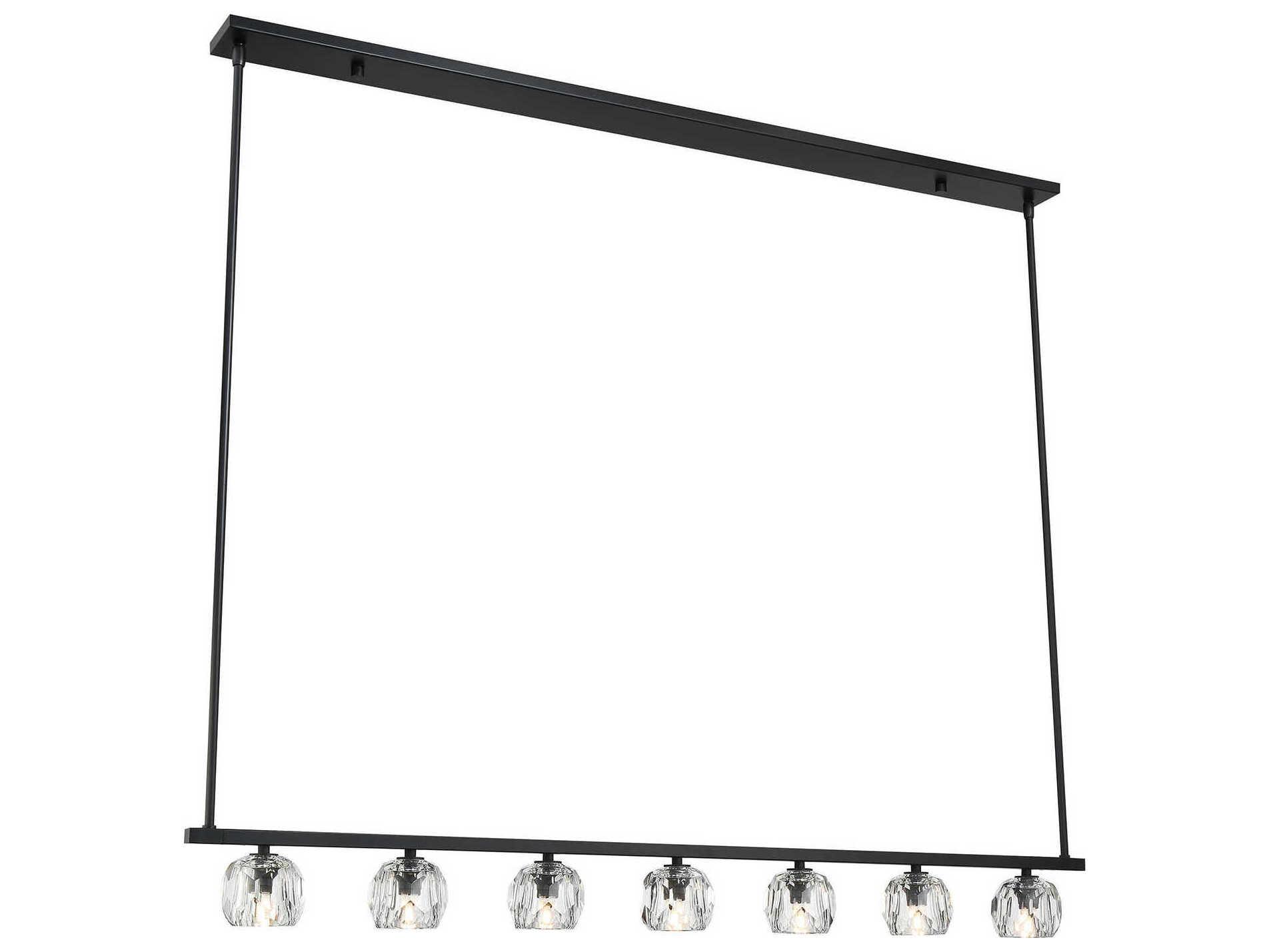 Crystorama Aragon 7-Light Matte Black Linear Island Pendant