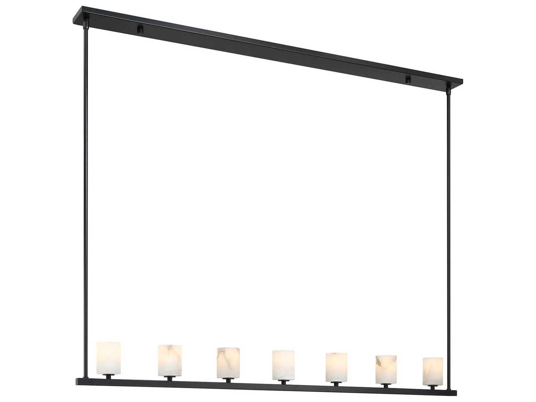 Crystorama Aragon 7-Light Matte Black Linear Island Pendant
