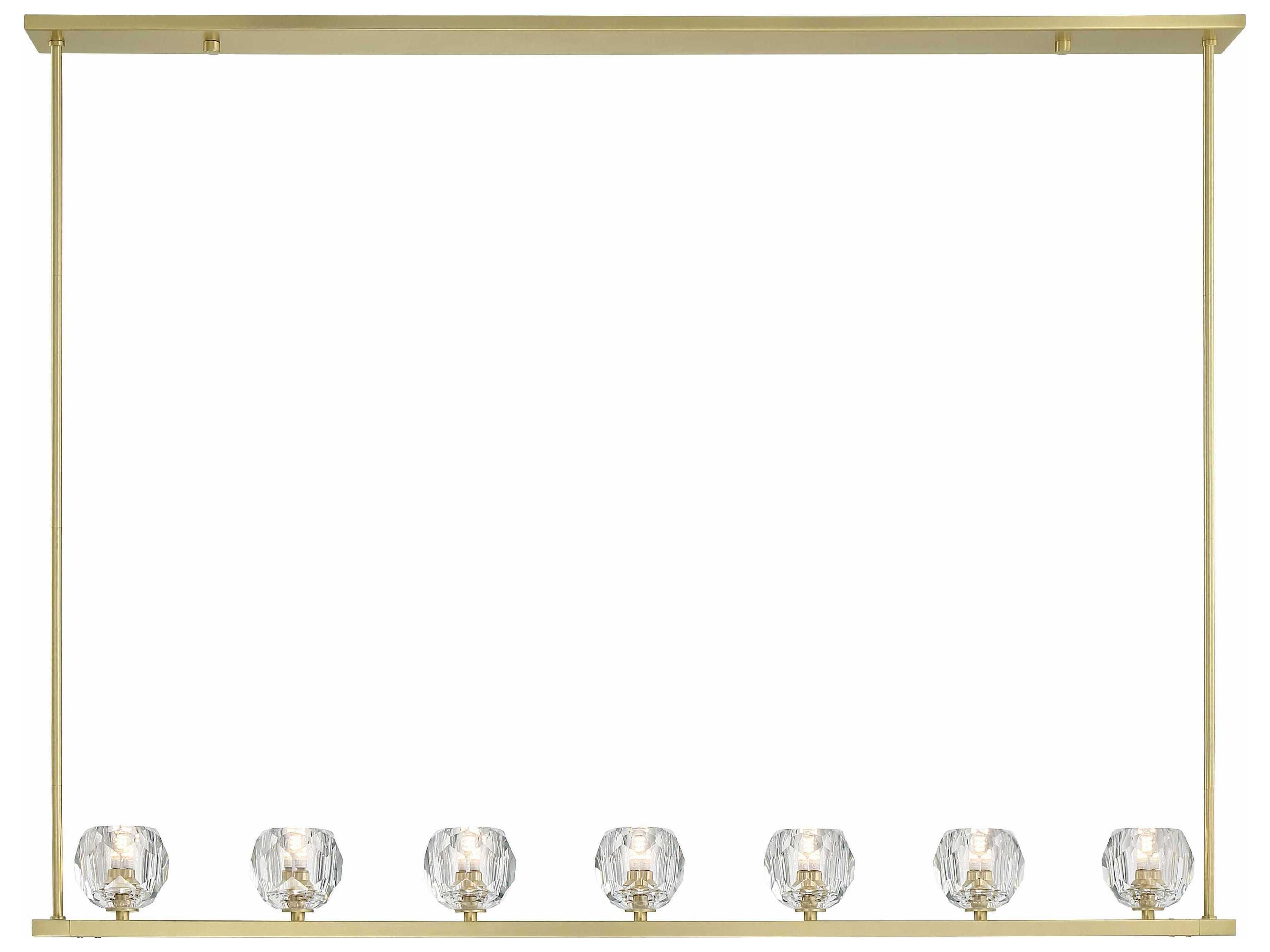 Crystorama Aragon 7-Light Soft Brass Crystal Glass Globe Linear Island Pendant
