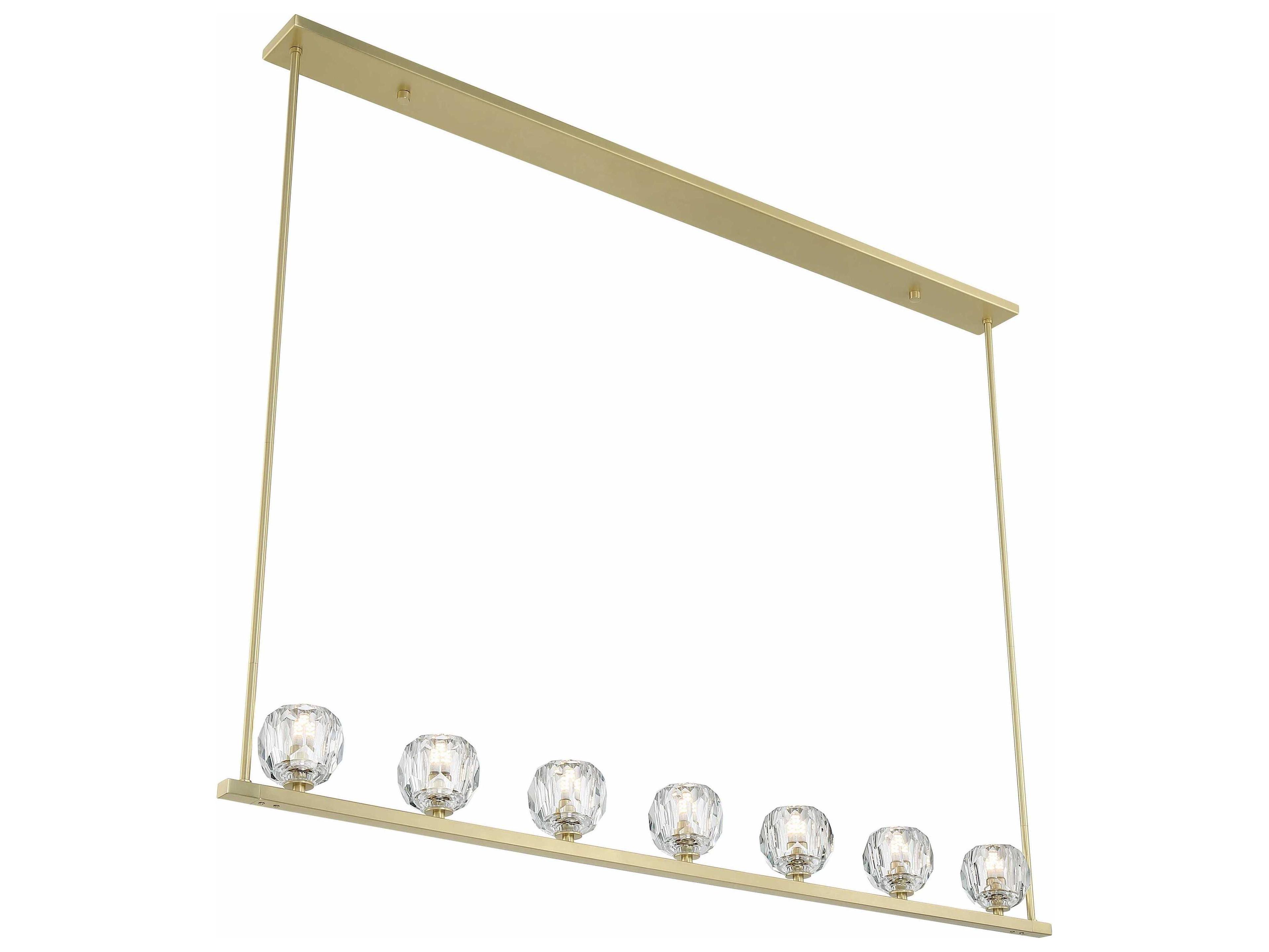Crystorama Aragon 7-Light Soft Brass Crystal Glass Globe Linear Island Pendant