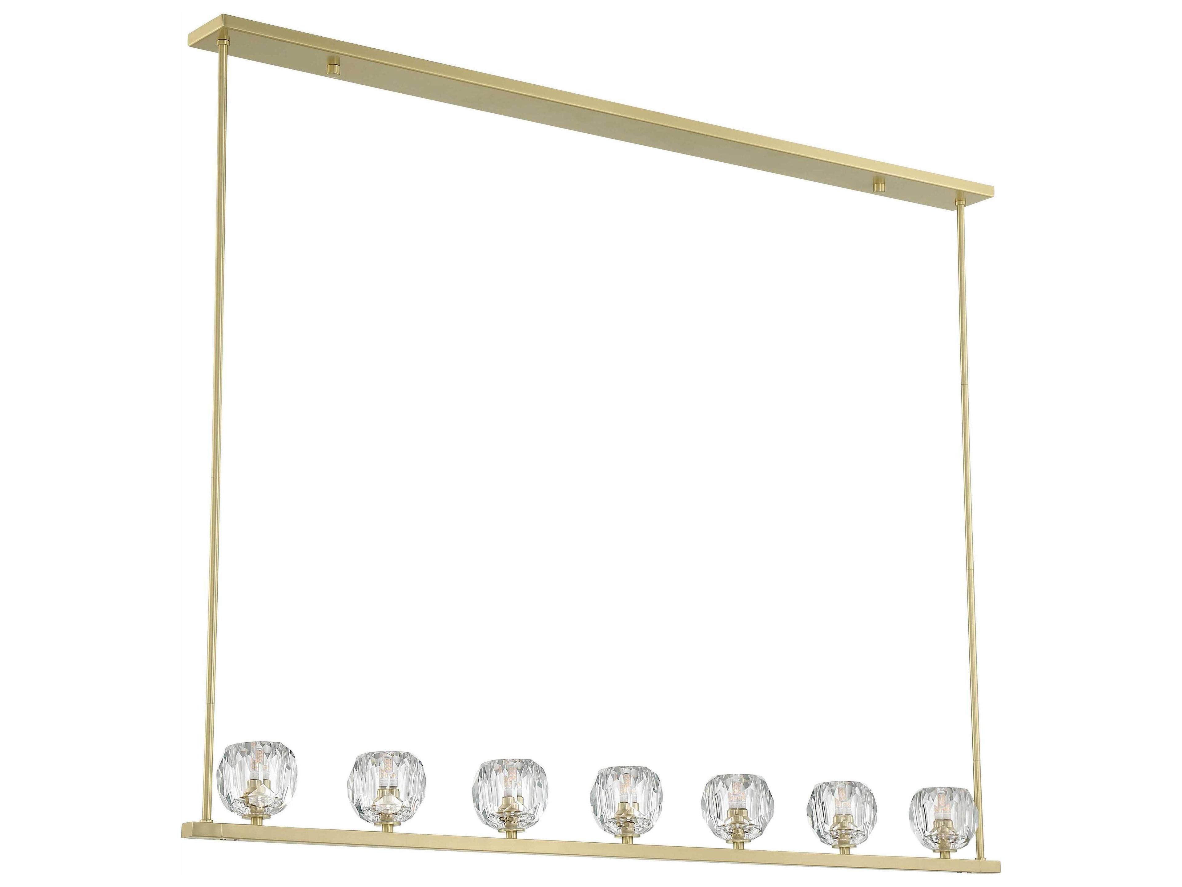 Crystorama Aragon 7-Light Soft Brass Crystal Glass Globe Linear Island Pendant