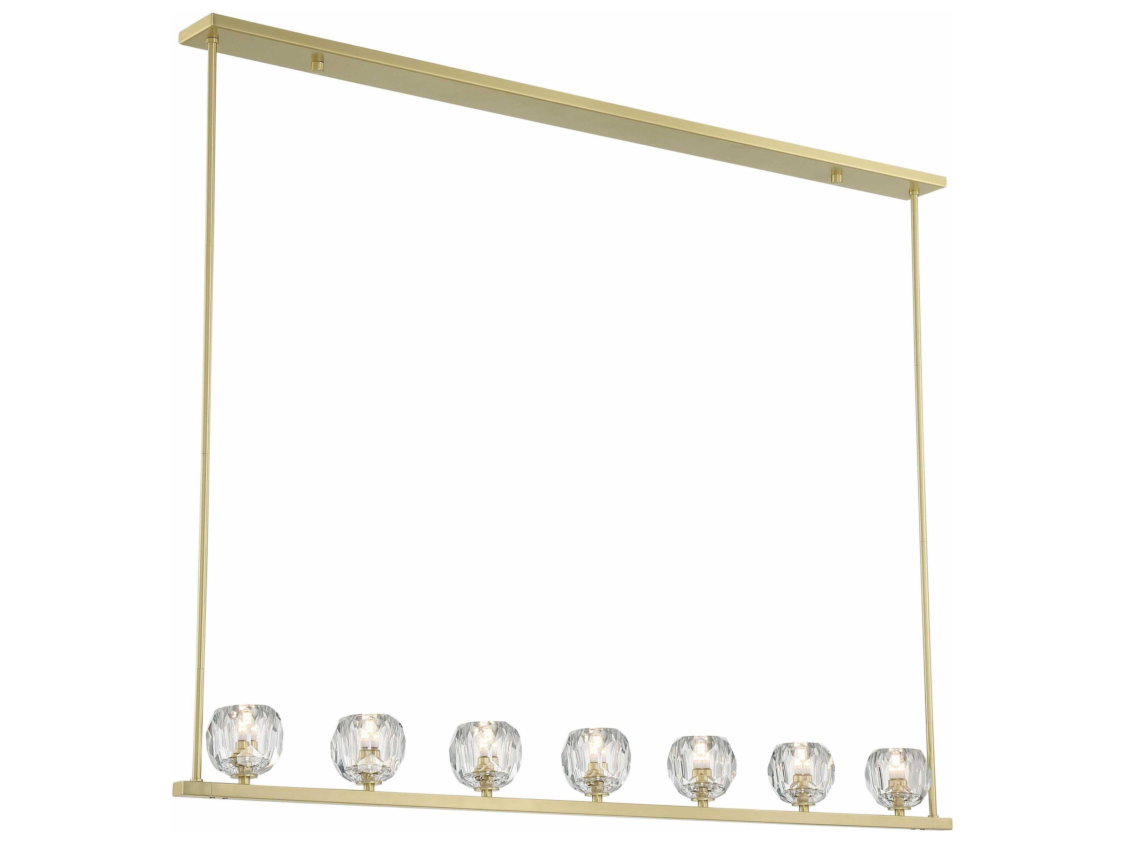 Crystorama Aragon 7-Light Soft Brass Crystal Glass Globe Linear Island Pendant