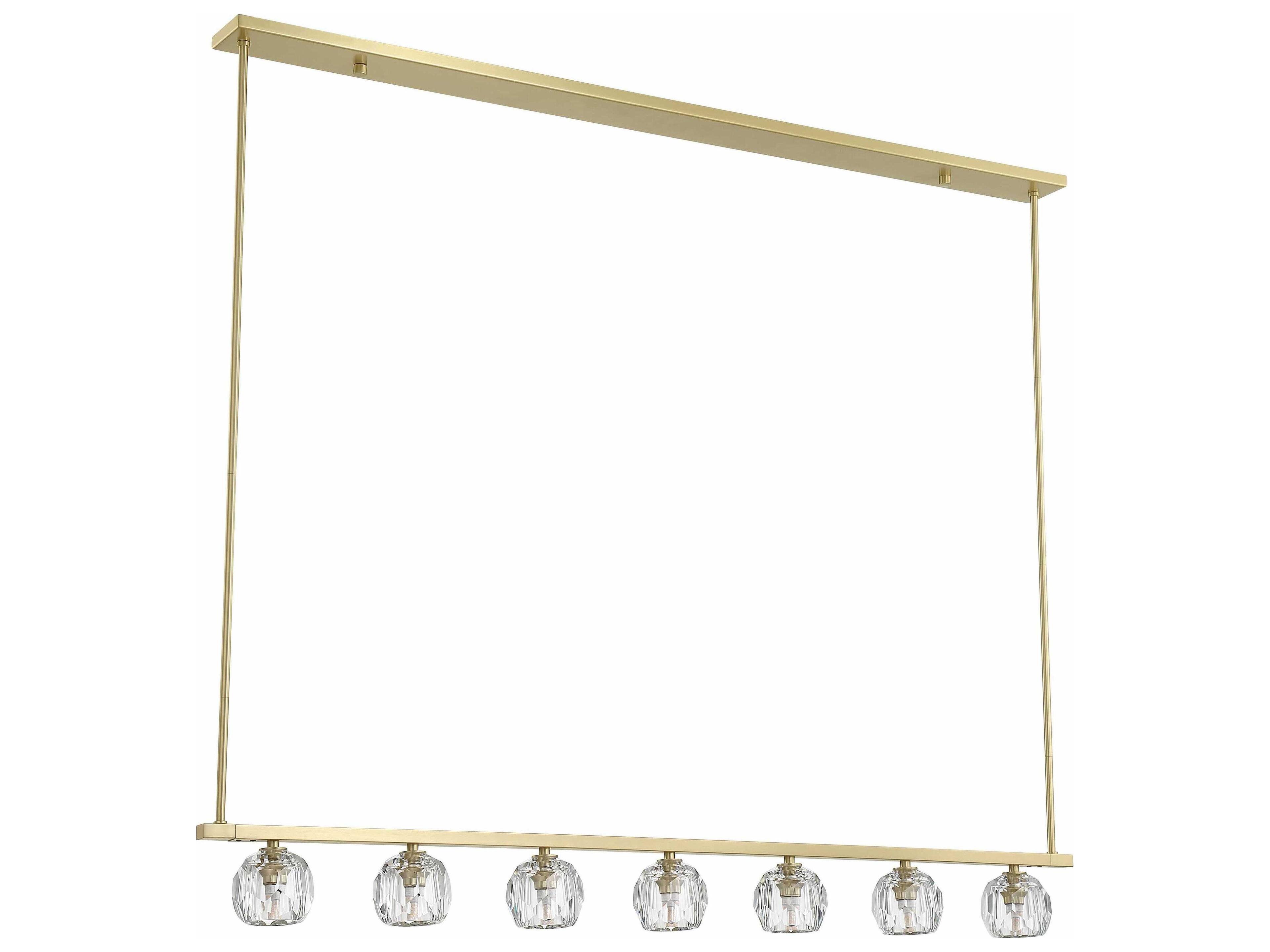 Crystorama Aragon 7-Light Soft Brass Crystal Glass Globe Linear Island Pendant