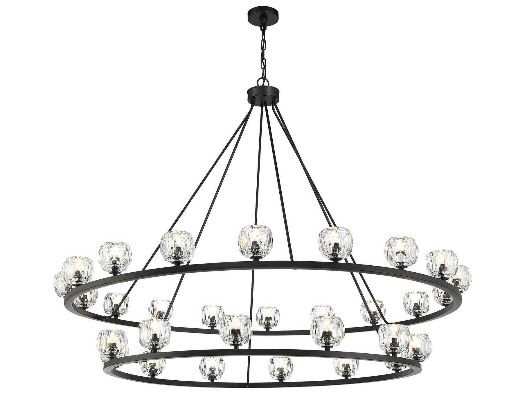 Crystorama Aragon 30-Light Matte Black Tiered Chandelier