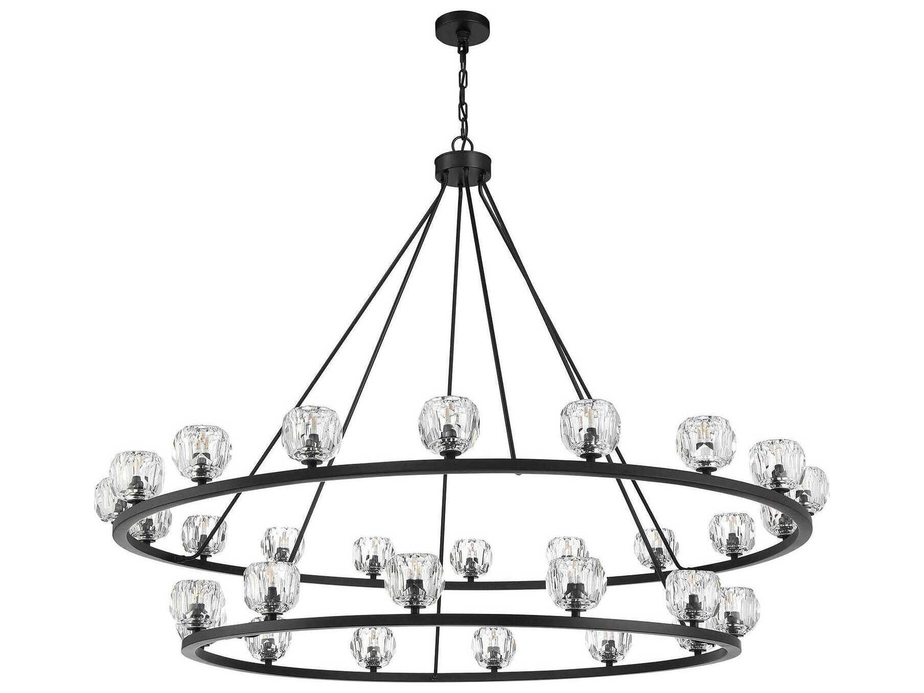 Crystorama Aragon 30-Light Matte Black Tiered Chandelier
