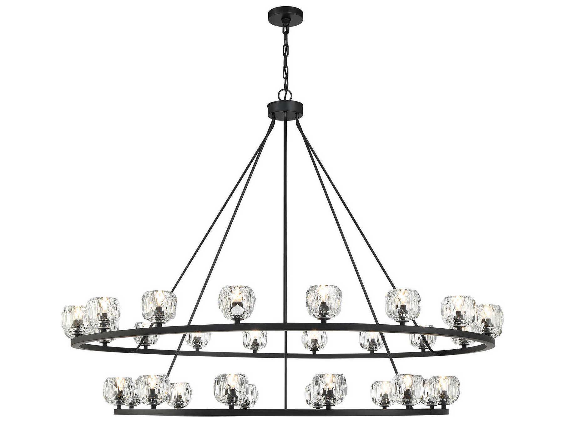 Crystorama Aragon 30-Light Matte Black Tiered Chandelier