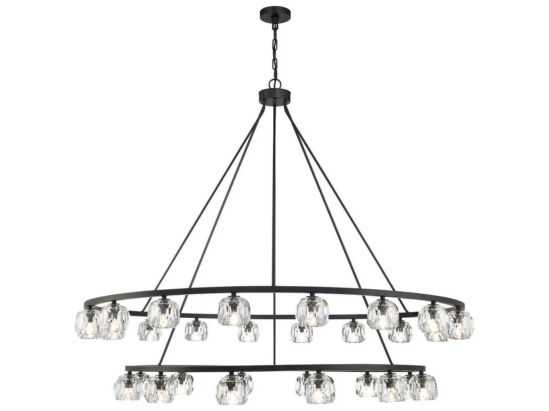 Crystorama Aragon 30-Light Matte Black Tiered Chandelier