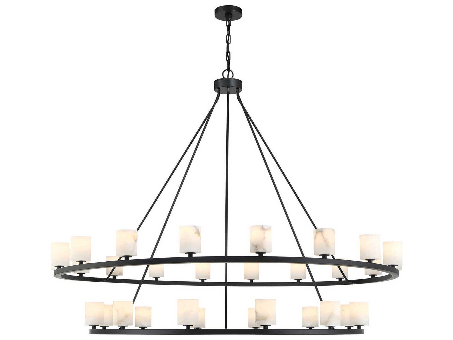 Crystorama Aragon 30-Light Matte Black Tiered Chandelier