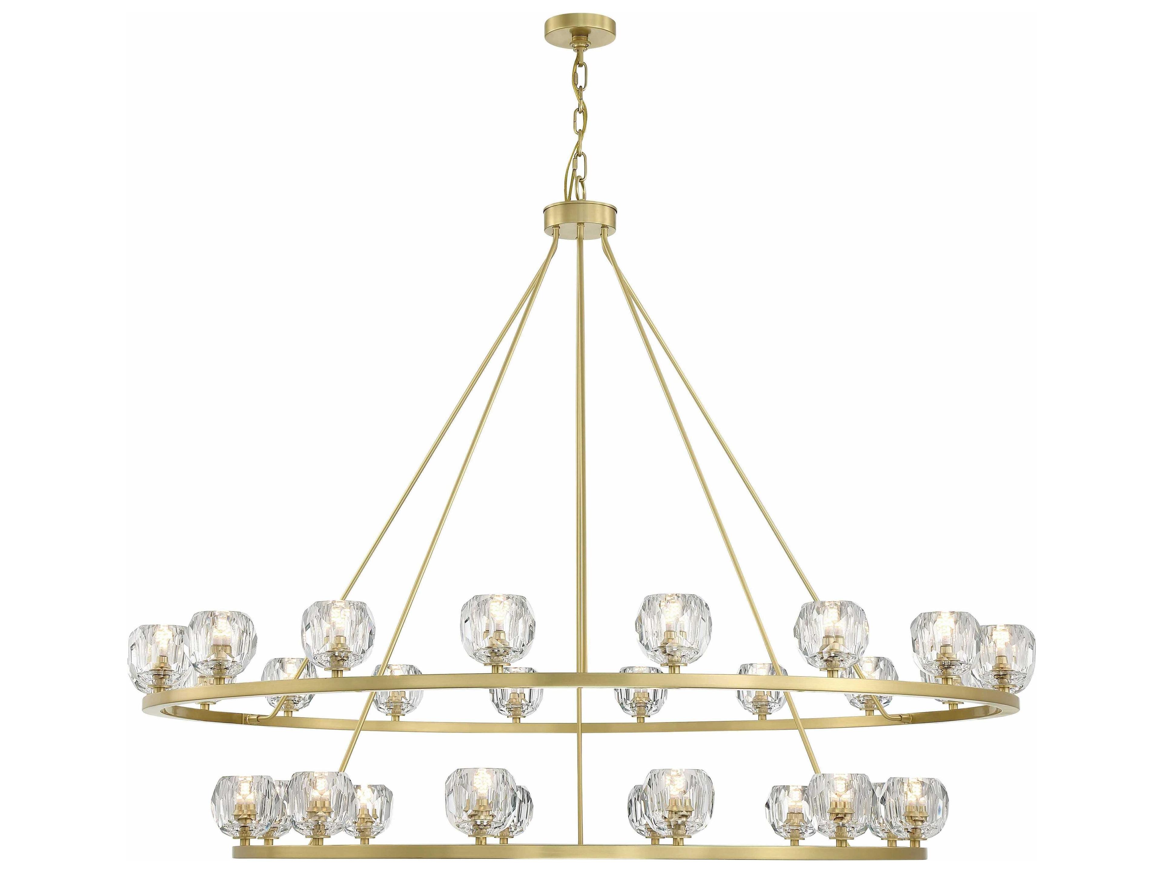Crystorama Aragon 30-Light Soft Brass Crystal Glass Globe Tiered Chandelier